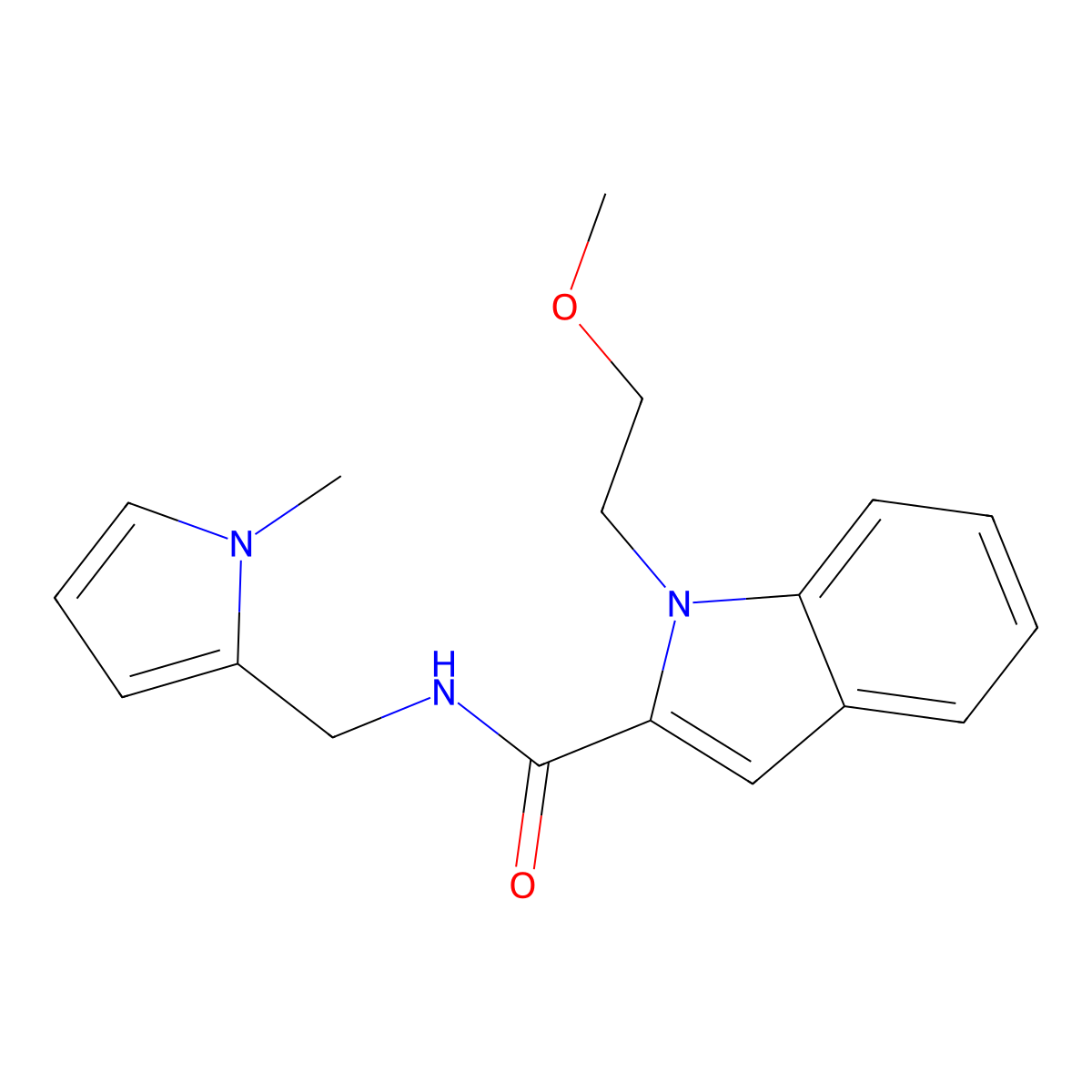 1-(2-methoxyethyl)-N-[(1-methyl-1H-pyrrol-2-yl)methyl]-1H-indole-2-carboxamide molecular structure, CAS 1435906-34-5