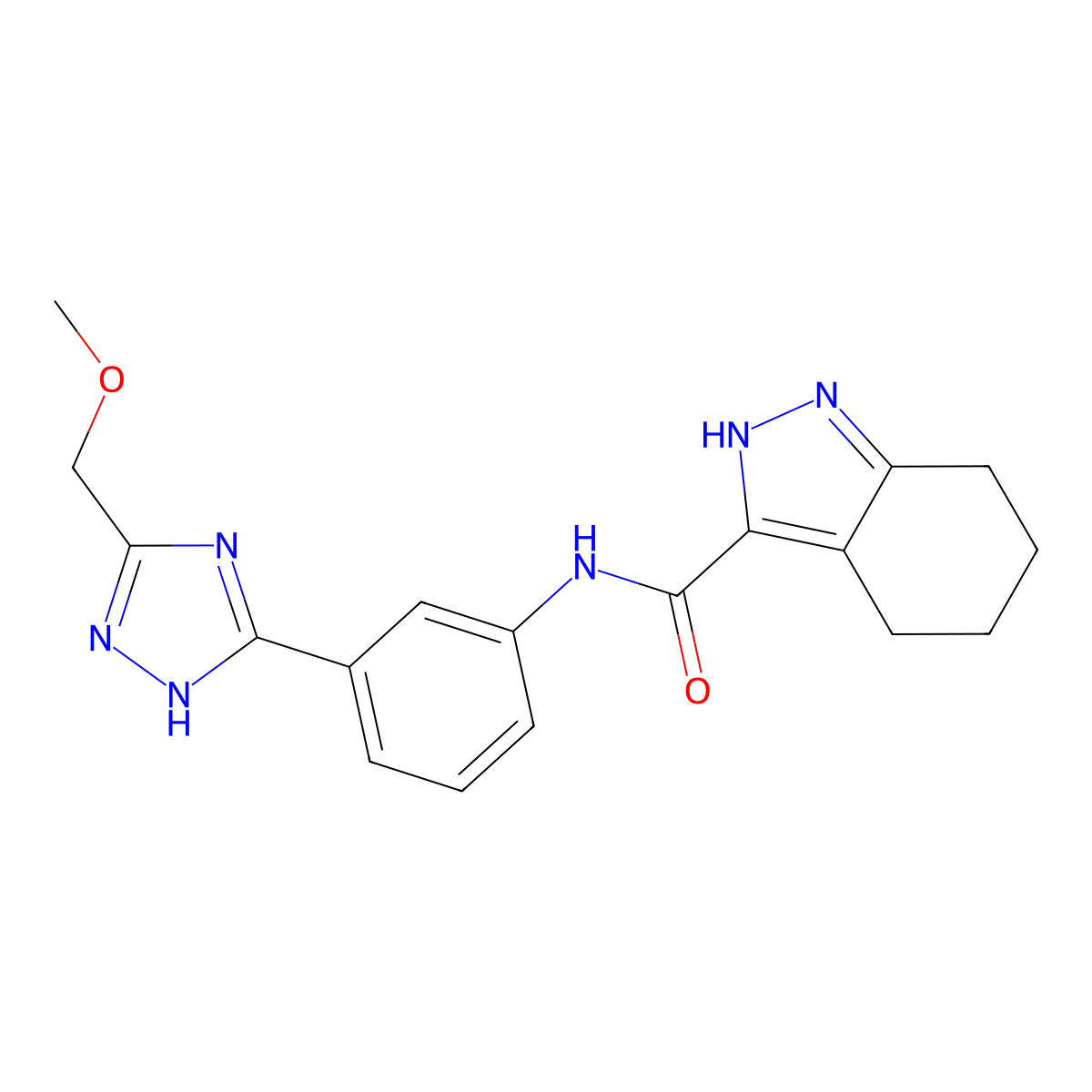 N-{3-[3-(methoxymethyl)-1H-1,2,4-triazol-5-yl]phenyl}-4,5,6,7-tetrahydro-2H-indazole-3-carboxamide molecular structure, CAS 1435906-39-0