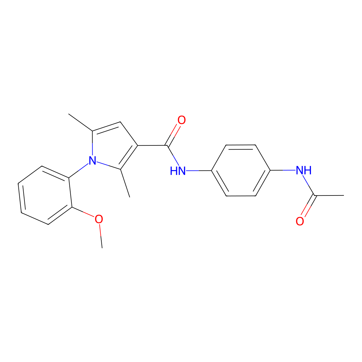 N-[4-(acetylamino)phenyl]-1-(2-methoxyphenyl)-2,5-dimethyl-1H-pyrrole-3-carboxamide molecular structure, CAS 1435906-40-3