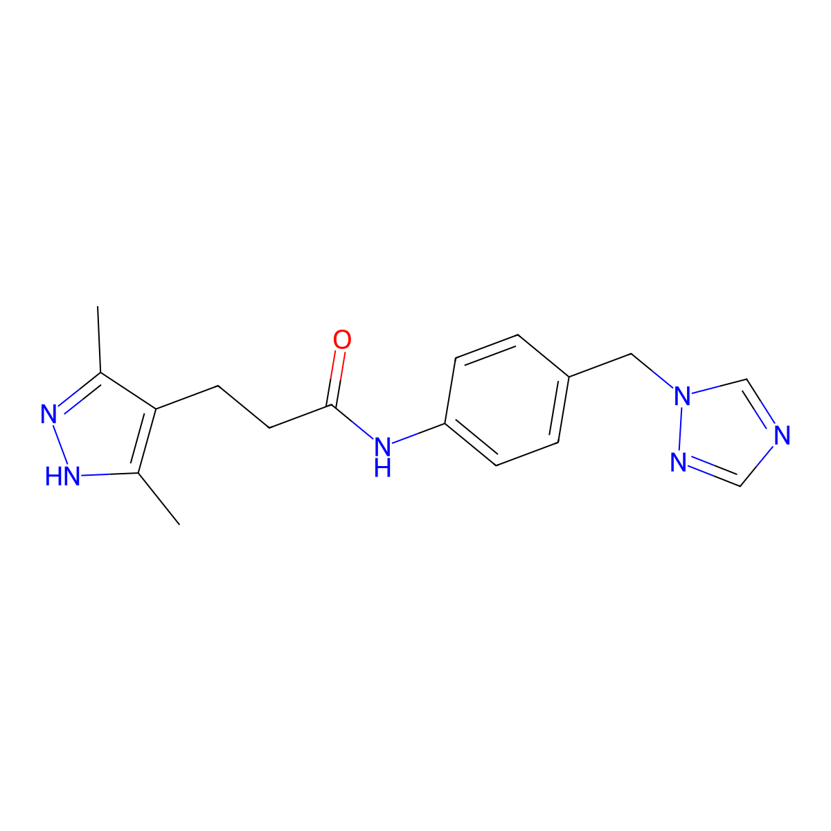 3-(3,5-dimethyl-1H-pyrazol-4-yl)-N-[4-(1H-1,2,4-triazol-1-ylmethyl)phenyl]propanamide molecular structure, CAS 1435906-55-0