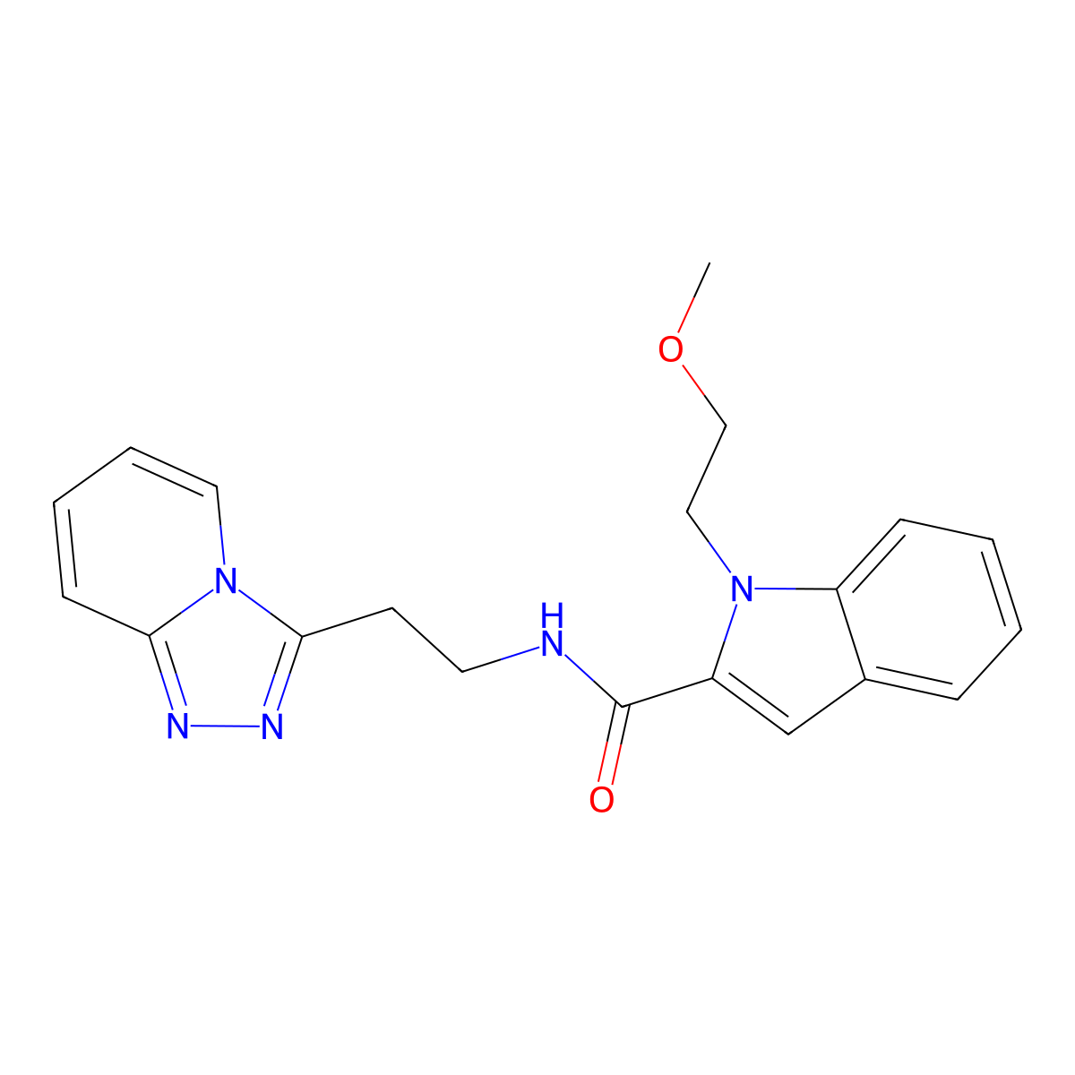 1-(2-methoxyethyl)-N-[2-([1,2,4]triazolo[4,3-a]pyridin-3-yl)ethyl]-1H-indole-2-carboxamide molecular structure, CAS 1435906-83-4