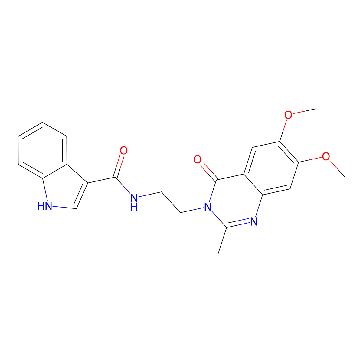 N-[2-(6,7-dimethoxy-2-methyl-4-oxoquinazolin-3(4H)-yl)ethyl]-1H-indole-3-carboxamide molecular structure, CAS 1435907-09-7