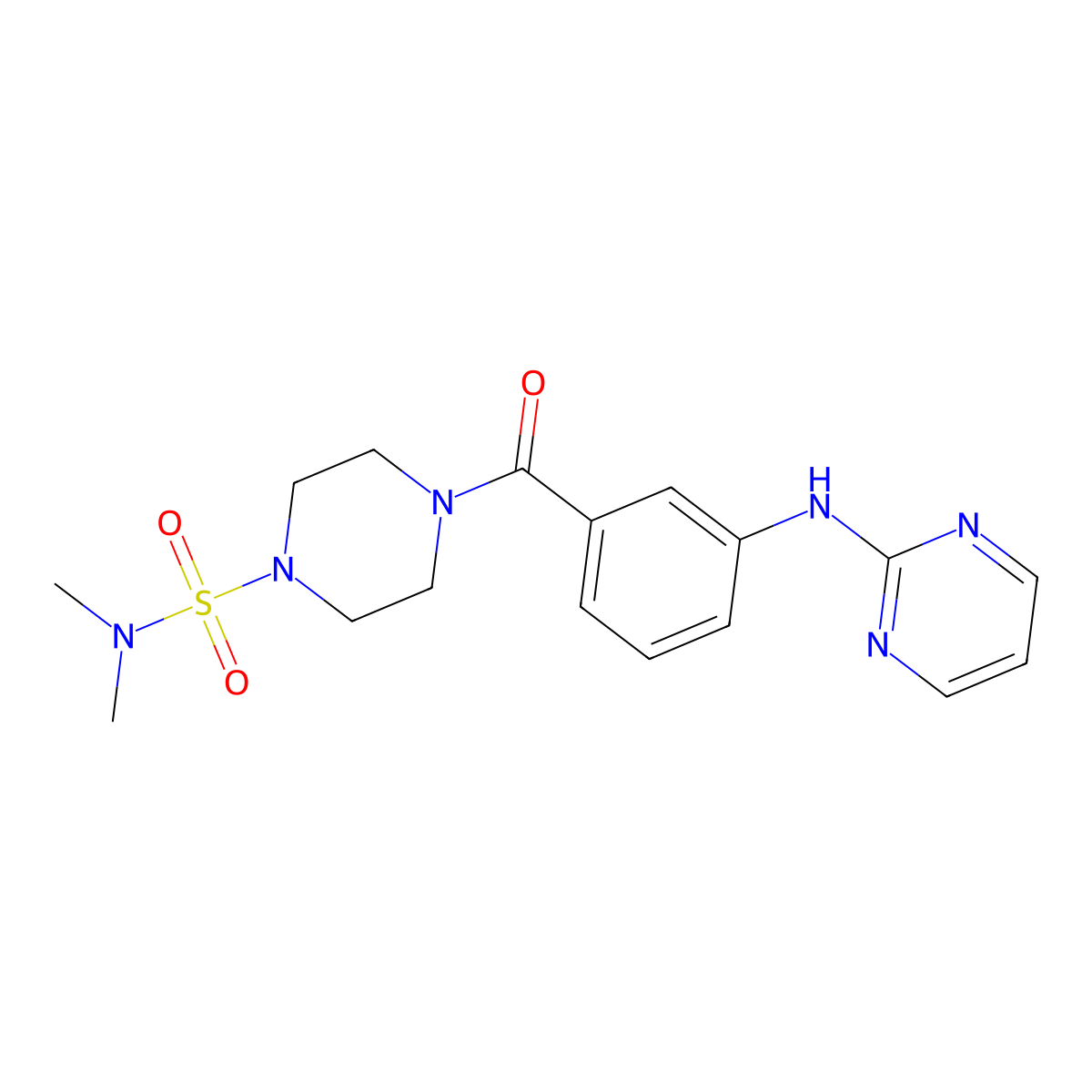 N,N-dimethyl-4-[3-(2-pyrimidinylamino)benzoyl]tetrahydro-1(2H)-pyrazinesulfonamide molecular structure, CAS 1435907-11-1