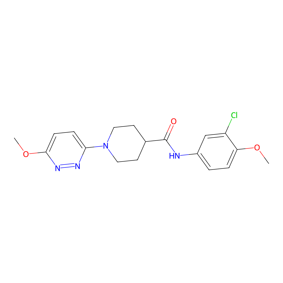 N-(3-chloro-4-methoxyphenyl)-1-(6-methoxypyridazin-3-yl)piperidine-4-carboxamide molecular structure, CAS 1435907-19-9