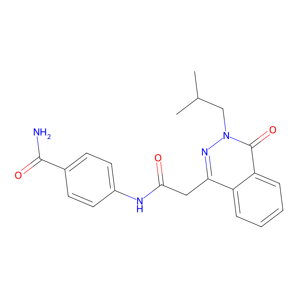 4-({[3-(2-Methylpropyl)-4-oxo-3,4-dihydrophthalazin-1-yl]acetyl}amino)benzamide molecular structure, CAS 1435907-35-9