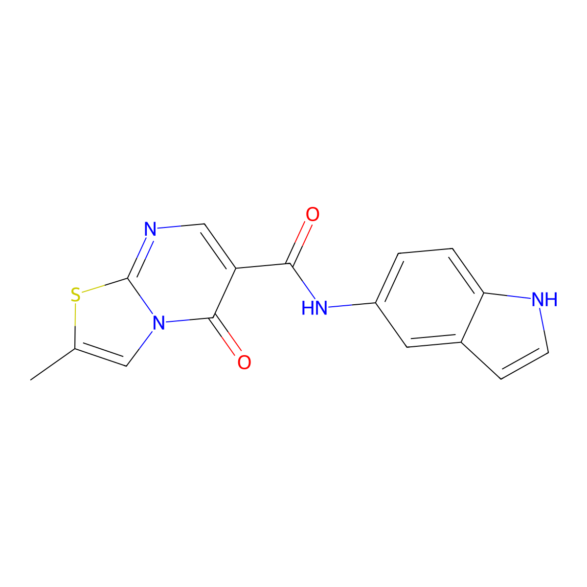 N-(1H-indol-5-yl)-2-methyl-5-oxo-5H-[1,3]thiazolo[3,2-a]pyrimidine-6-carboxamide molecular structure, CAS 1435907-47-3