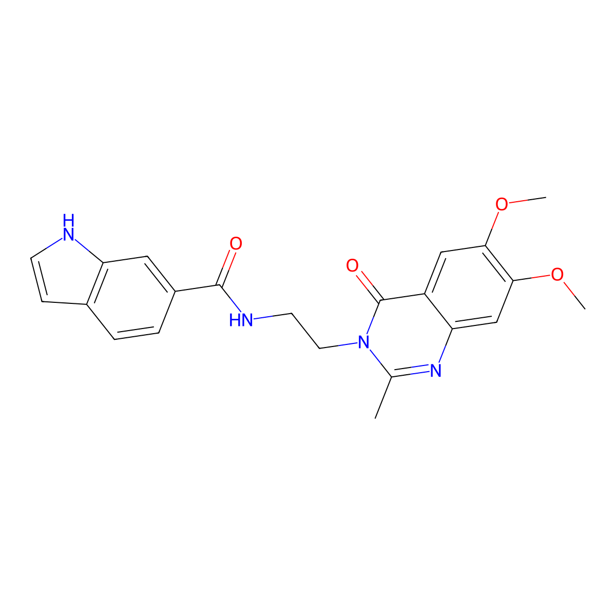 N-[2-(6,7-dimethoxy-2-methyl-4-oxoquinazolin-3(4H)-yl)ethyl]-1H-indole-6-carboxamide molecular structure, CAS 1435907-53-1