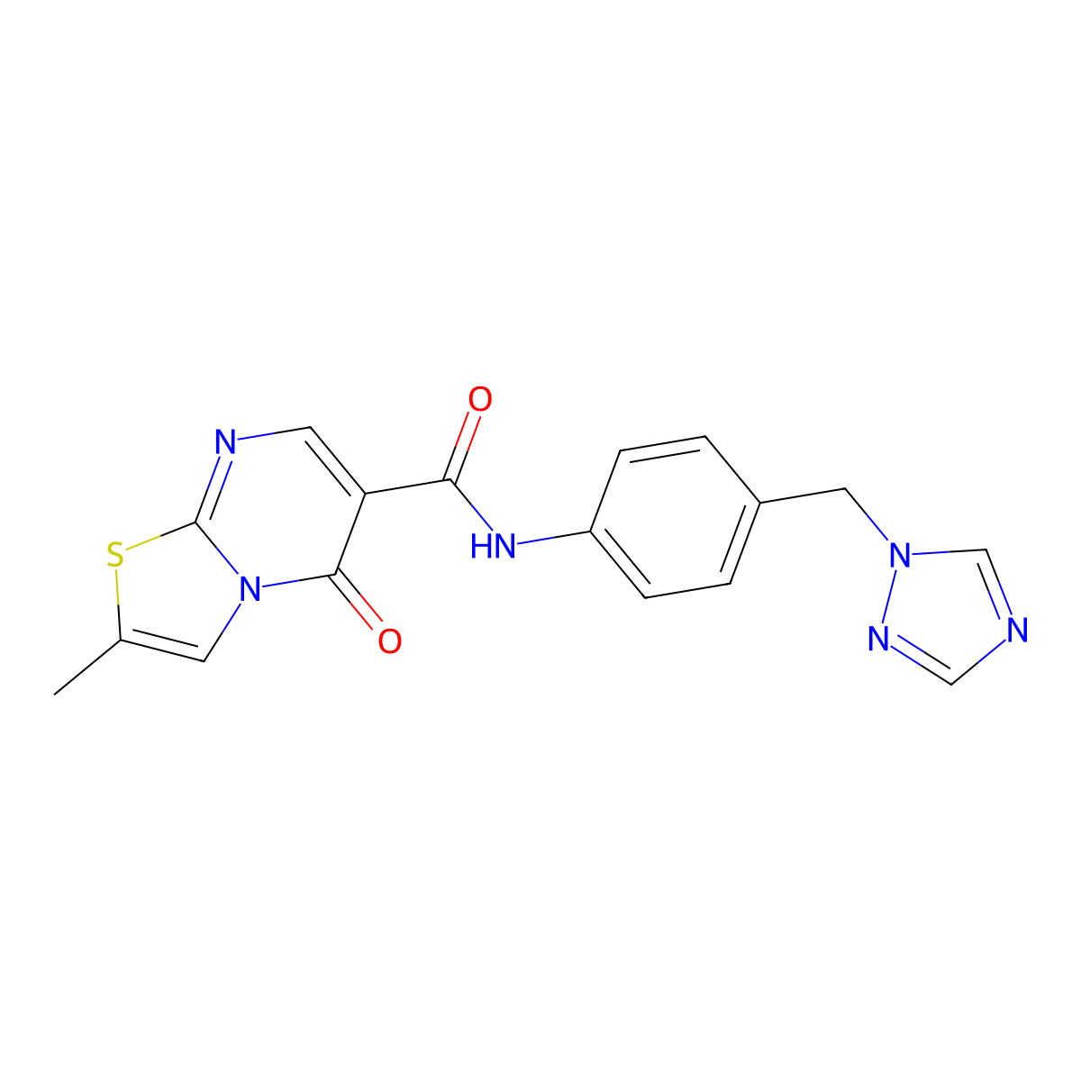 2-methyl-5-oxo-N-[4-(1H-1,2,4-triazol-1-ylmethyl)phenyl]-5H-[1,3]thiazolo[3,2-a]pyrimidine-6-carboxamide molecular structure, CAS 1435907-57-5