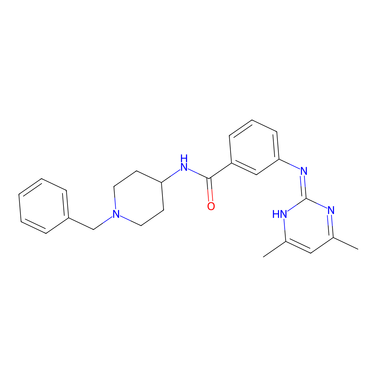 N-(1-benzylpiperidin-4-yl)-3-((4,6-dimethylpyrimidin-2-yl)amino)benzamide molecular structure, CAS 1435907-60-0