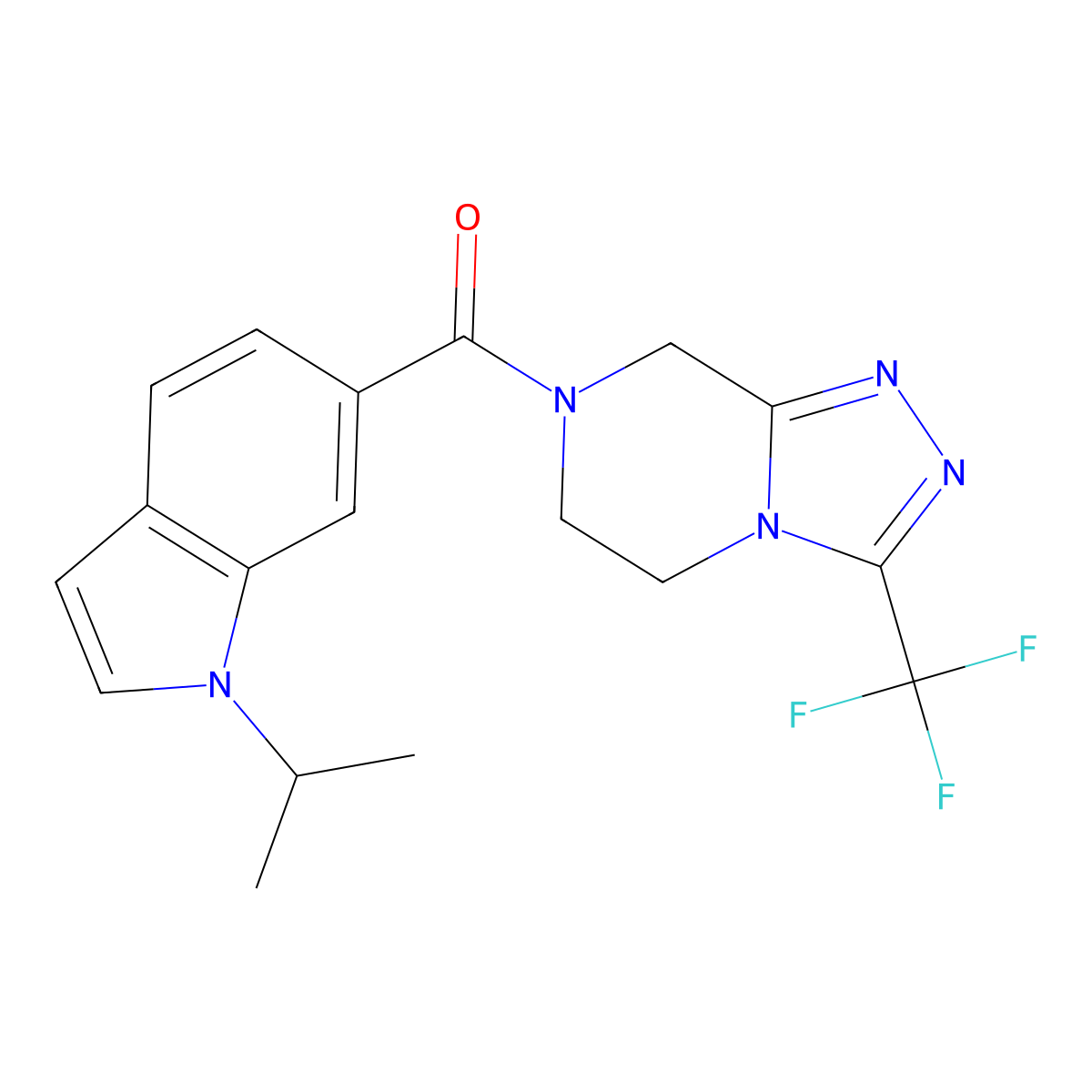 (1-isopropyl-1H-indol-6-yl)[3-(trifluoromethyl)-5,6-dihydro[1,2,4]triazolo[4,3-a]pyrazin-7(8H)-yl]methanone molecular structure, CAS 1435907-72-4