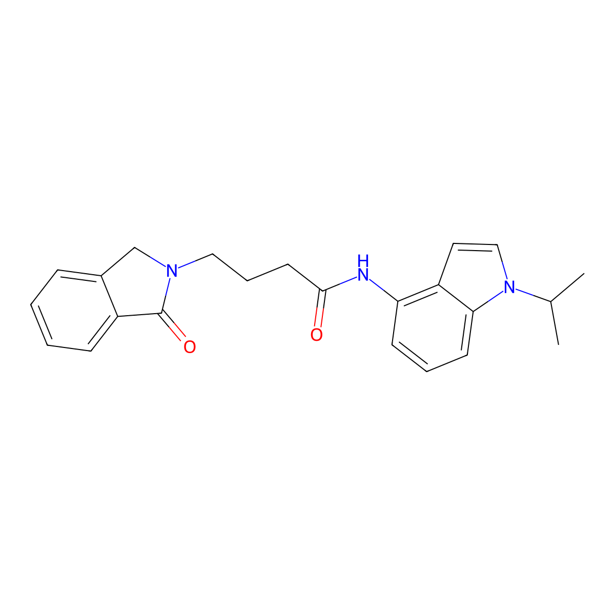 N-(1-isopropyl-1H-indol-4-yl)-4-(1-oxo-1,3-dihydro-2H-isoindol-2-yl)butanamide molecular structure, CAS 1435907-84-8