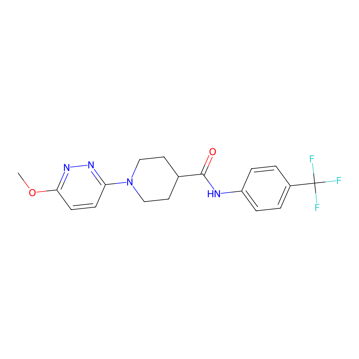 1-(6-methoxypyridazin-3-yl)-N-(4-(trifluoromethyl)phenyl)piperidine-4-carboxamide molecular structure, CAS 1435907-98-4