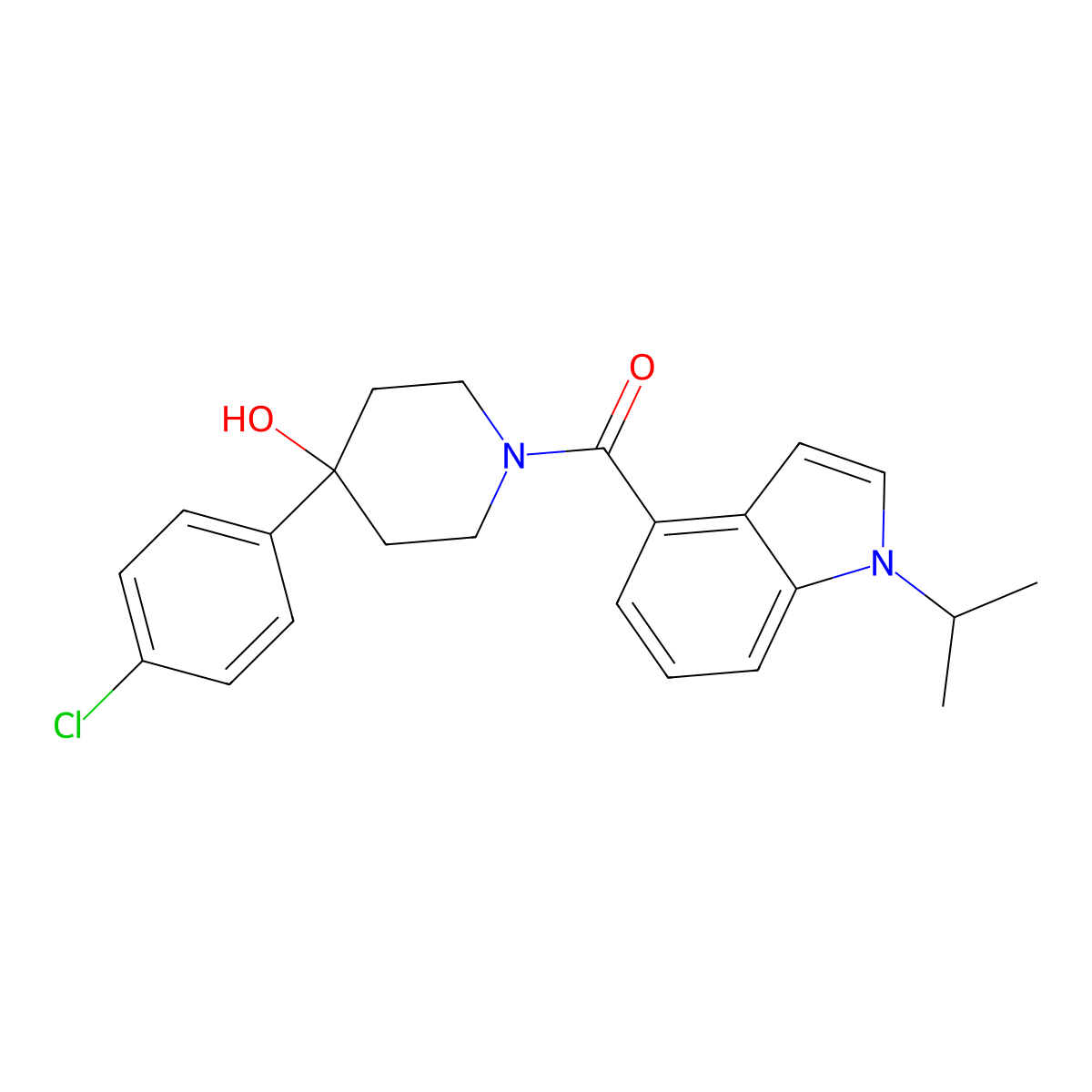 [4-(4-chlorophenyl)-4-hydroxypiperidin-1-yl][1-(propan-2-yl)-1H-indol-4-yl]methanone molecular structure, CAS 1435908-01-2