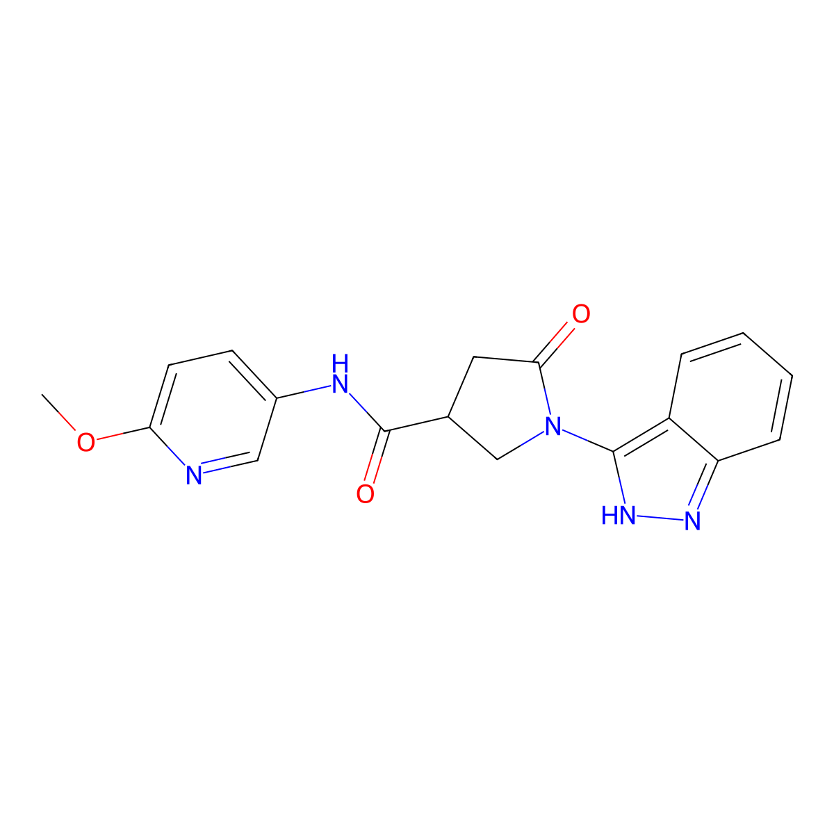 1-(1H-indazol-3-yl)-N-(6-methoxypyridin-3-yl)-5-oxopyrrolidine-3-carboxamide molecular structure, CAS 1435908-31-8