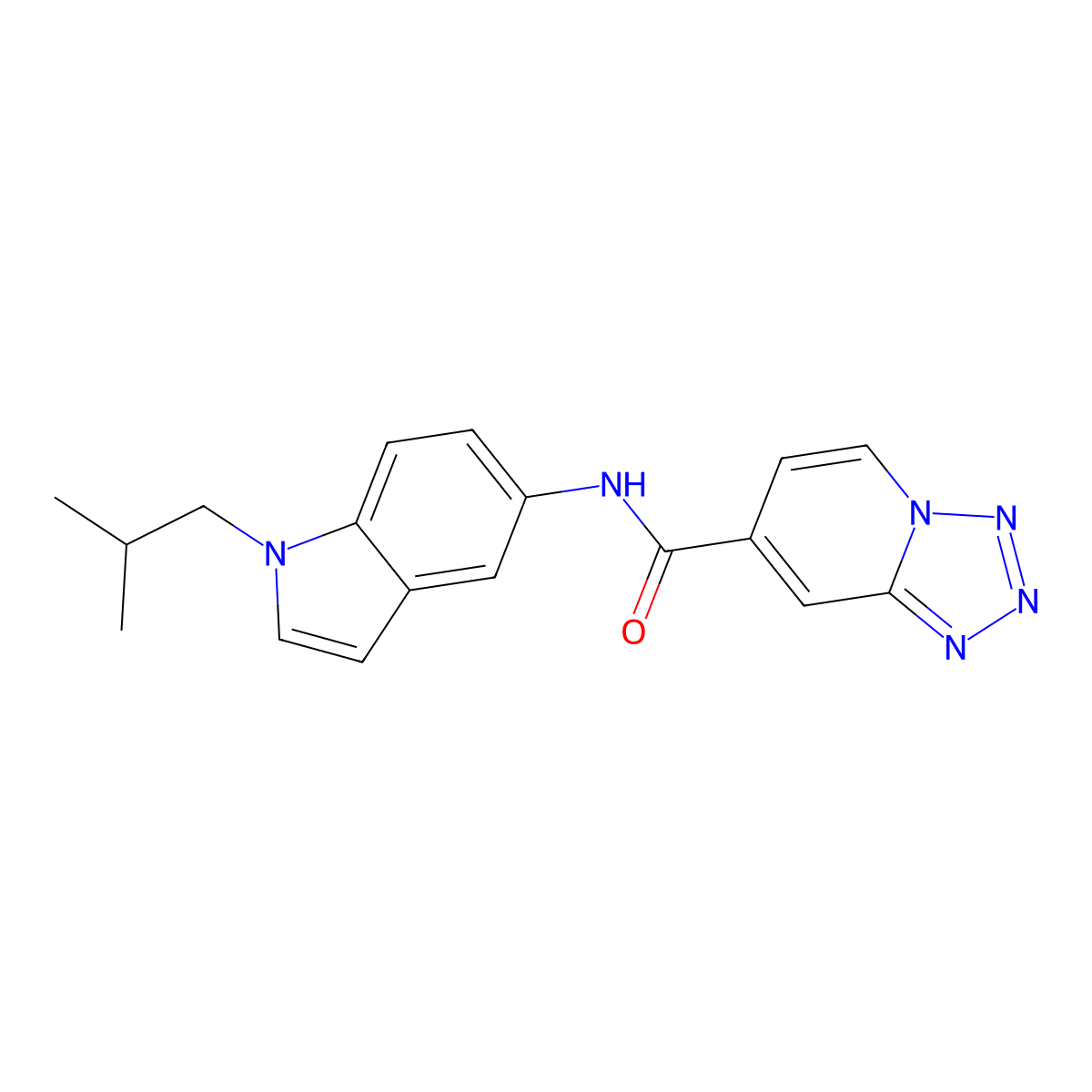 N-(1-isobutyl-1H-indol-5-yl)tetrazolo[1,5-a]pyridine-7-carboxamide molecular structure, CAS 1435908-32-9