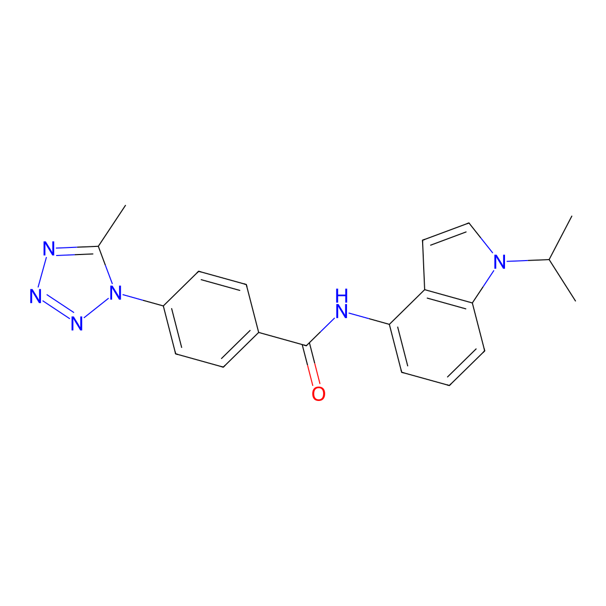4-(5-methyl-1H-tetrazol-1-yl)-N-[1-(propan-2-yl)-1H-indol-4-yl]benzamide molecular structure, CAS 1435908-48-7