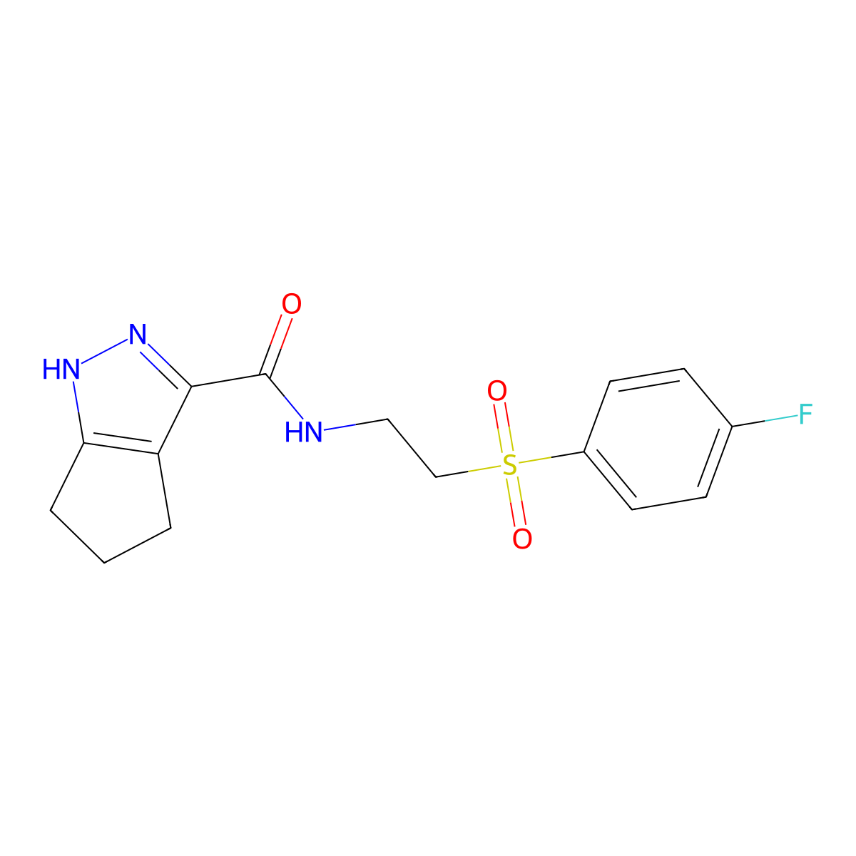 N-{2-[(4-fluorophenyl)sulfonyl]ethyl}-2,4,5,6-tetrahydrocyclopenta[c]pyrazole-3-carboxamide molecular structure, CAS 1435908-51-2