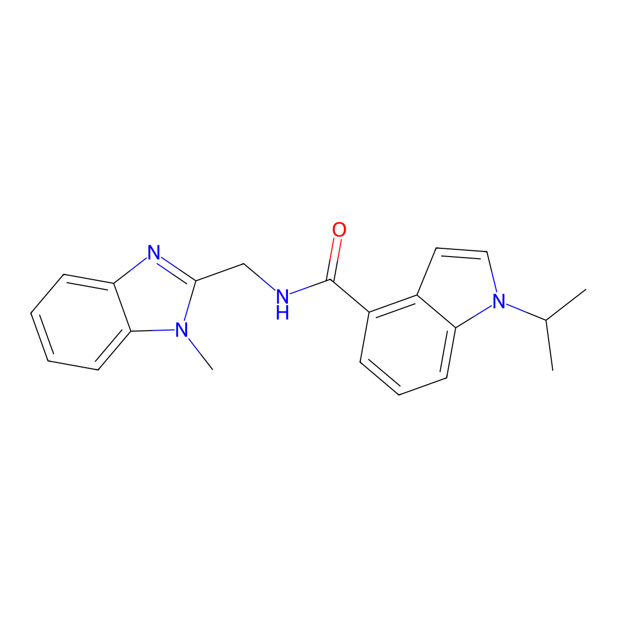 N-[(1-methyl-1H-benzimidazol-2-yl)methyl]-1-(propan-2-yl)-1H-indole-4-carboxamide molecular structure, CAS 1435908-54-5