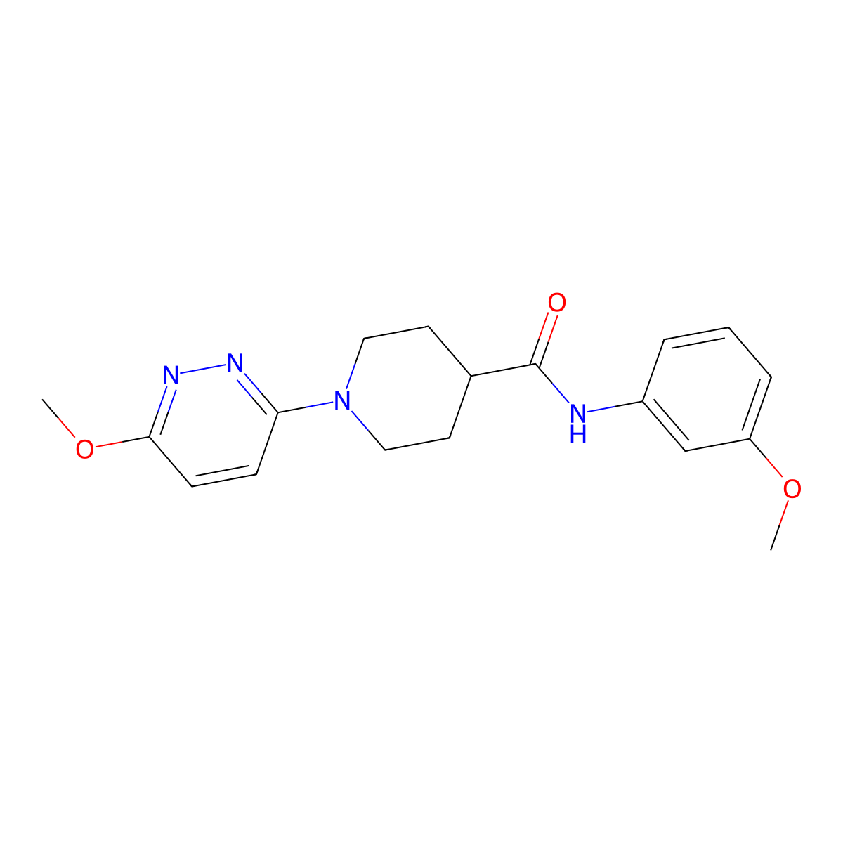 N-(3-methoxyphenyl)-1-(6-methoxypyridazin-3-yl)piperidine-4-carboxamide molecular structure, CAS 1435908-63-6