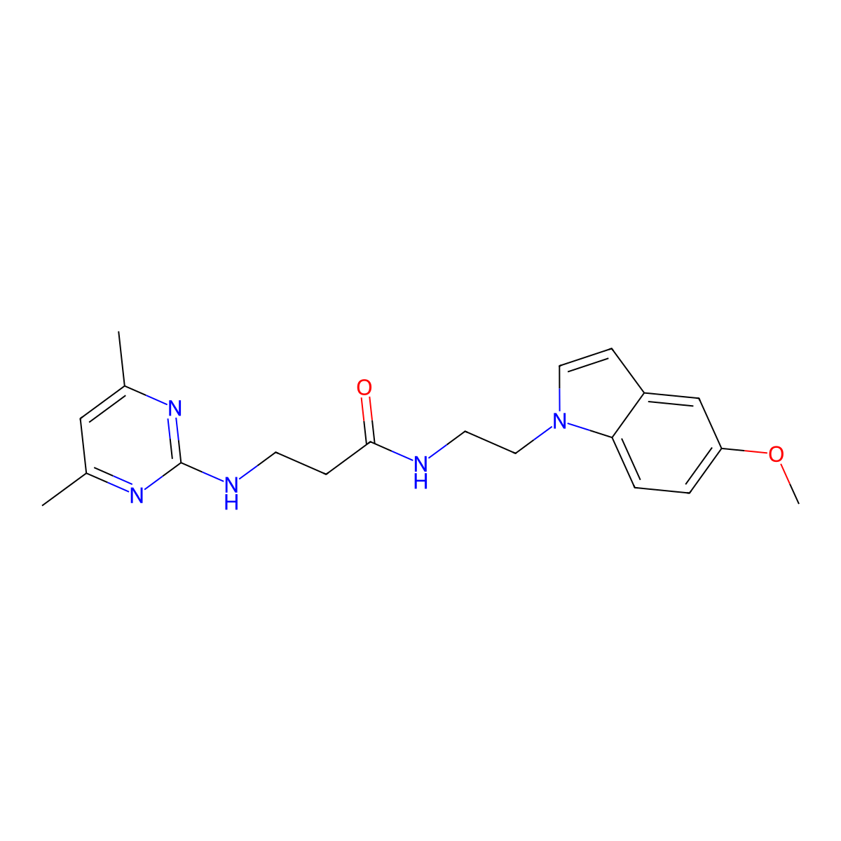 3-[(4,6-dimethyl-2-pyrimidinyl)amino]-N-[2-(5-methoxy-1H-indol-1-yl)ethyl]propanamide molecular structure, CAS 1435908-73-8