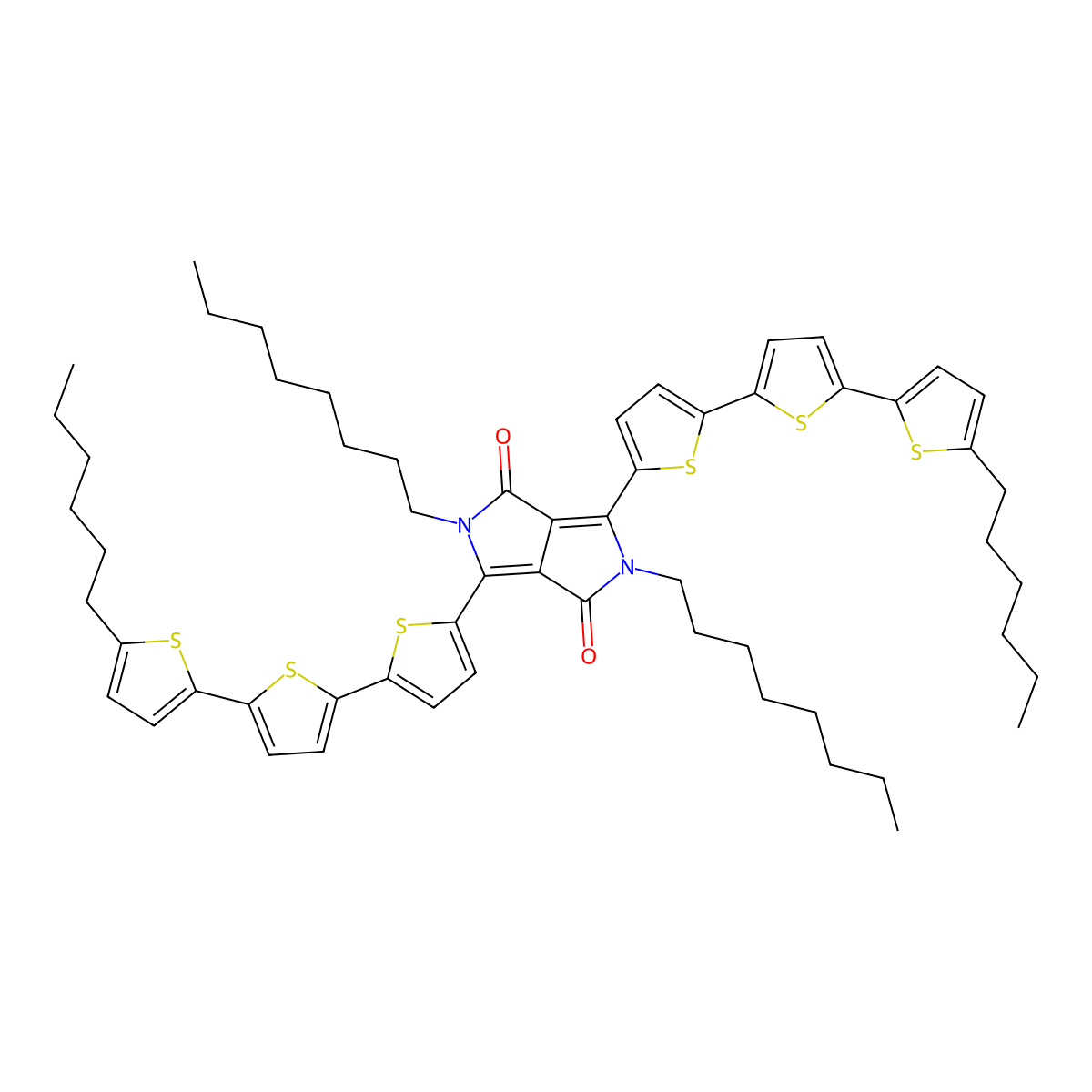 2,5-Dioctyl-3,6-bis-(5''-N-hexyl-[2,2',5',2'']terthiophen-5-yl)-pyrrolo[3,4-c]pyrrole-1,4-dione molecular structure, CAS 1435933-95-1