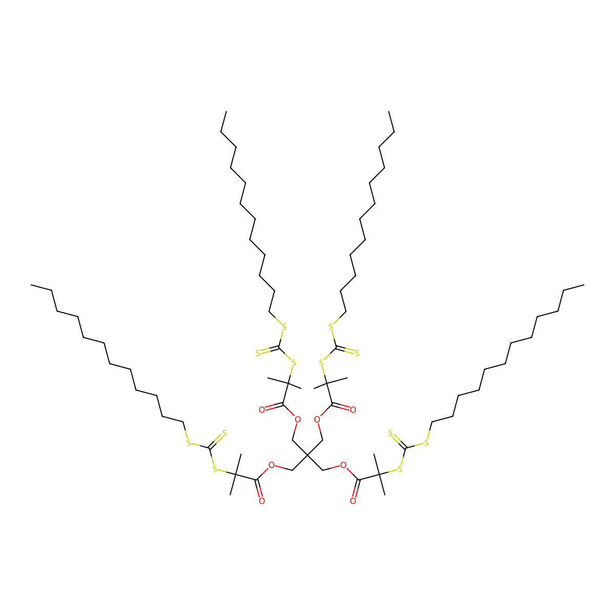 Pentaerythritol tetrakis[2-(dodecylthiocarbonothioylthio)-2-methylpropionate] molecular structure, CAS 1435934-76-1