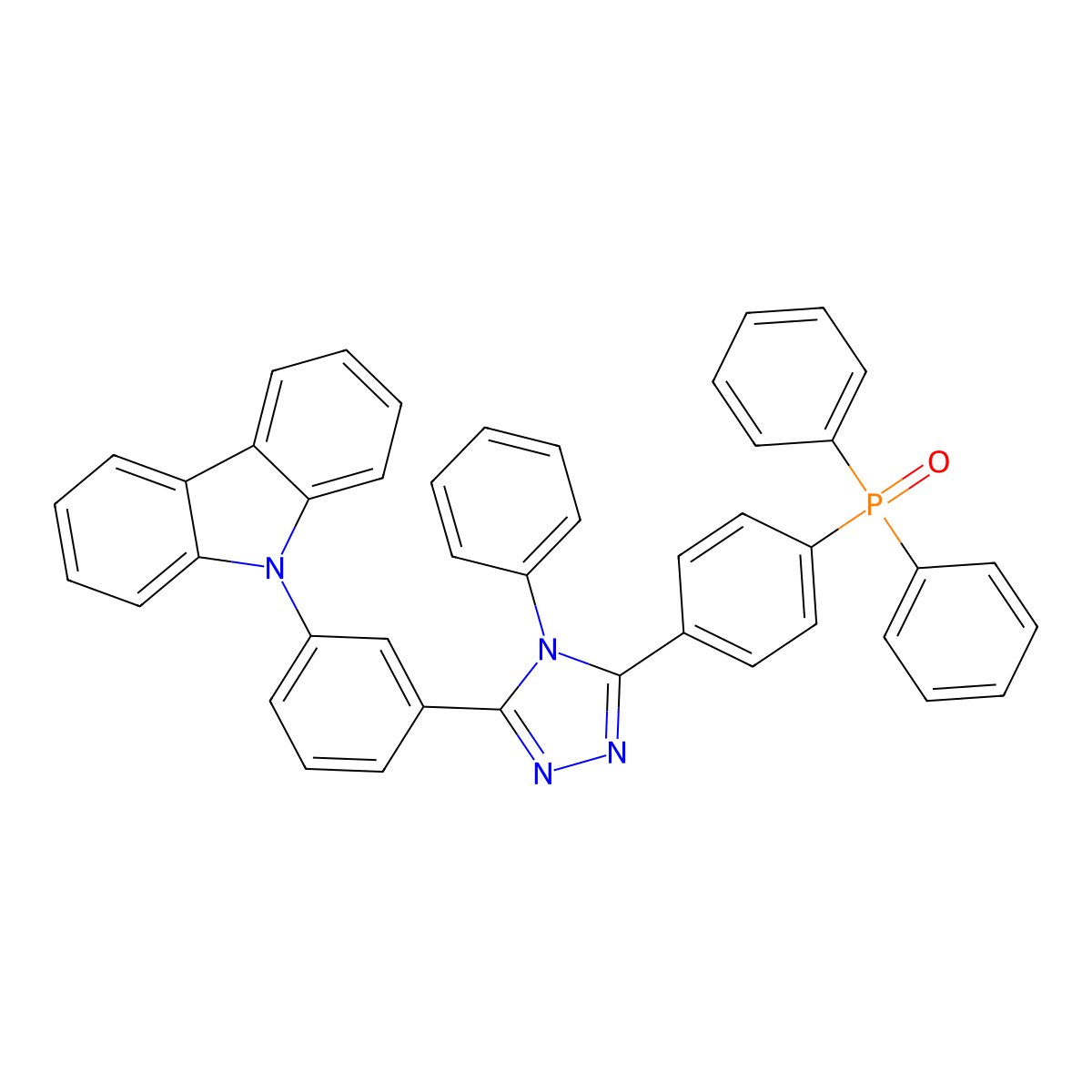 (4-(5-(3-(9H-Carbazol-9-yl)phenyl)-4-phenyl-4H-1,2,4-triazol-3-yl)phenyl)diphenylphosphine oxide molecular structure, CAS 1435935-87-7