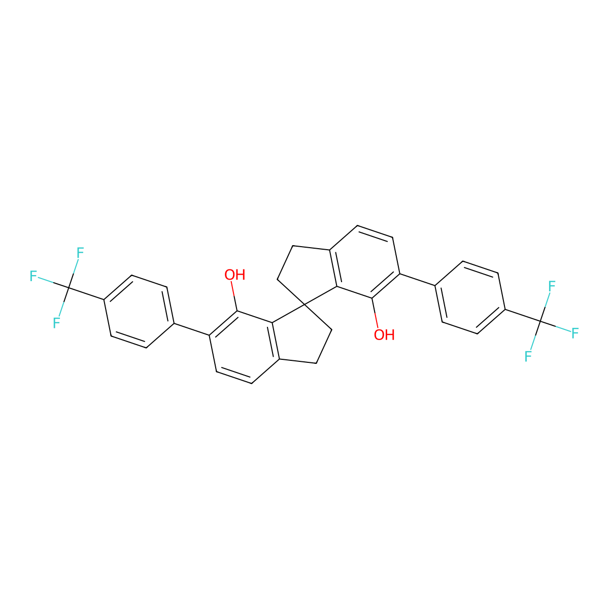 (R)-6,6'-Bis(4-(trifluoromethyl)phenyl)-2,2',3,3'-tetrahydro-1,1'-spirobi[indene]-7,7'-diol molecular structure, CAS 1435948-34-7
