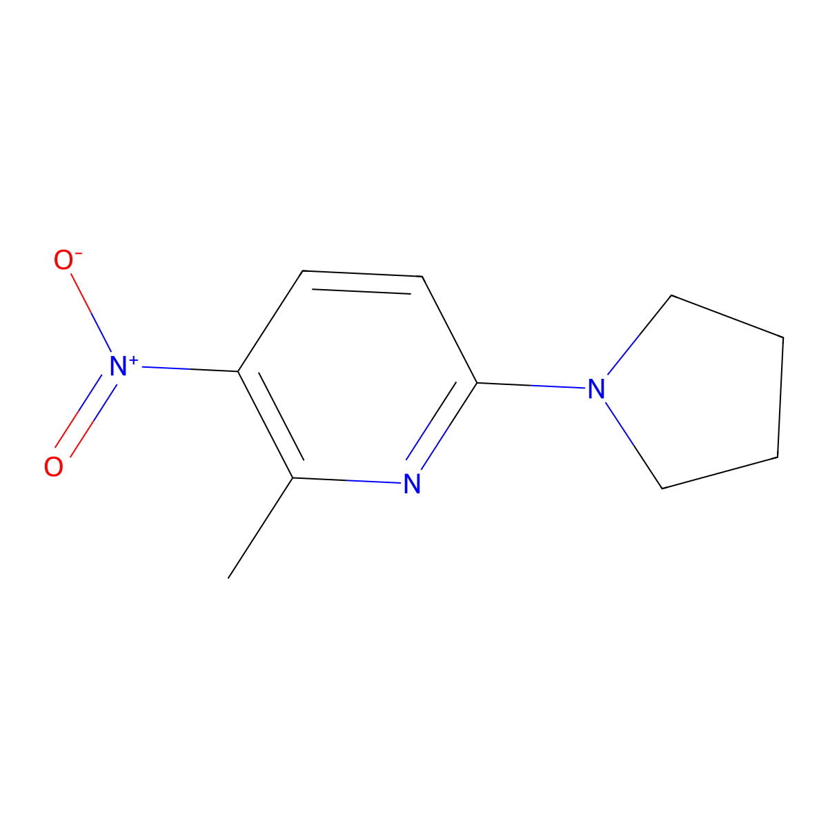 2-Methyl-3-nitro-6-(pyrrolidin-1-yl)pyridine molecular structure, CAS 1435954-07-6