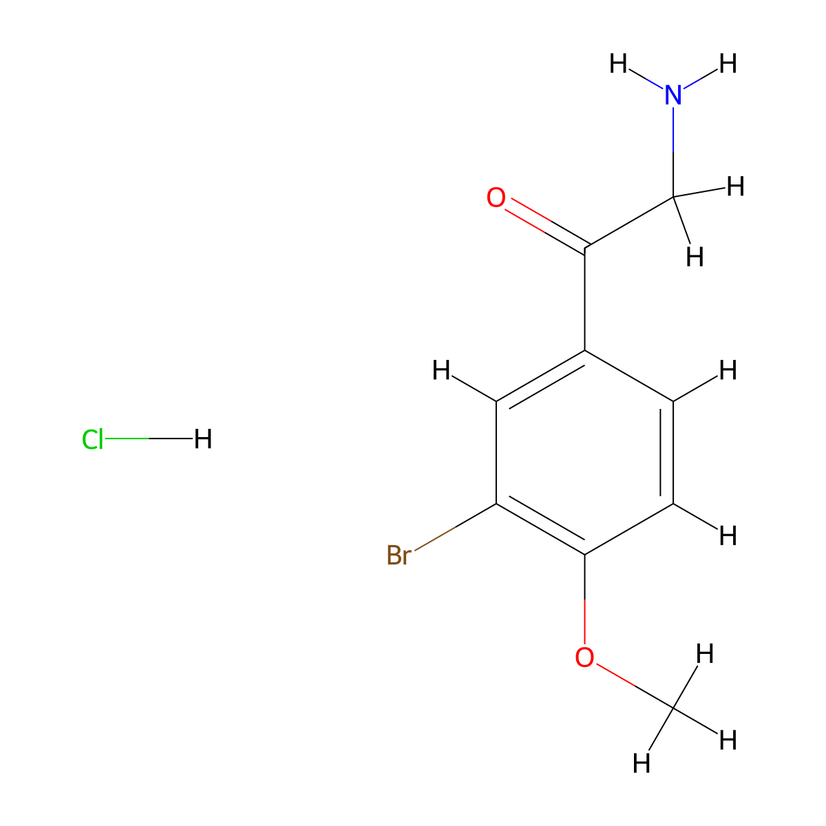 2-Amino-1-(3-bromo-4-methoxyphenyl)ethan-1-one hydrochloride molecular structure, CAS 1435972-35-2