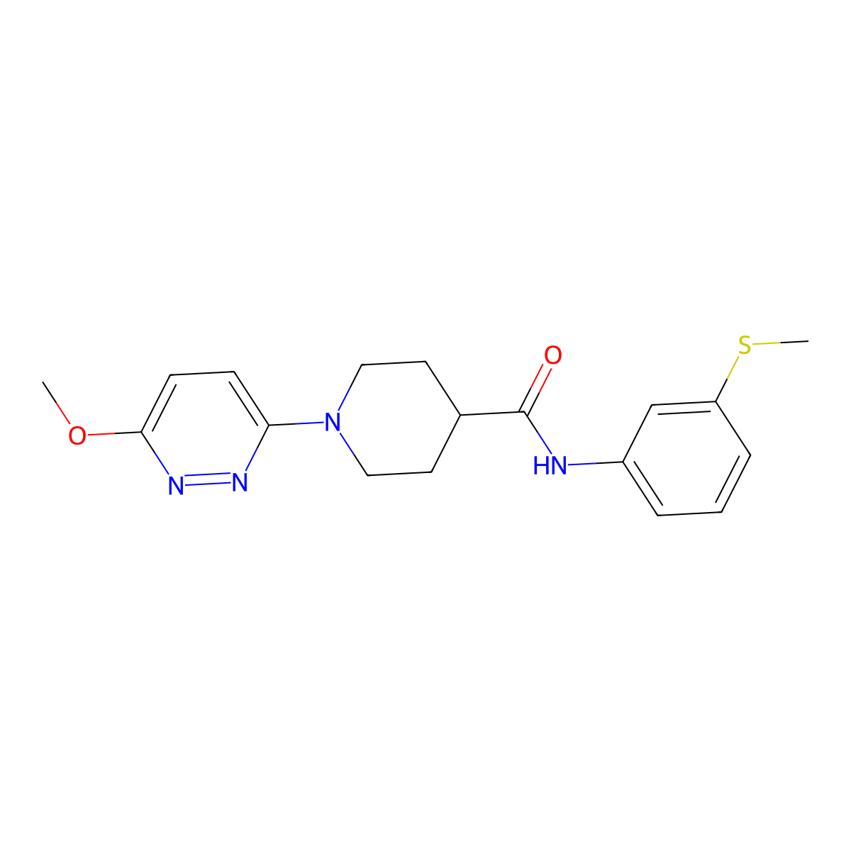 1-(6-methoxypyridazin-3-yl)-N-(3-(methylthio)phenyl)piperidine-4-carboxamide molecular structure, CAS 1435975-37-3