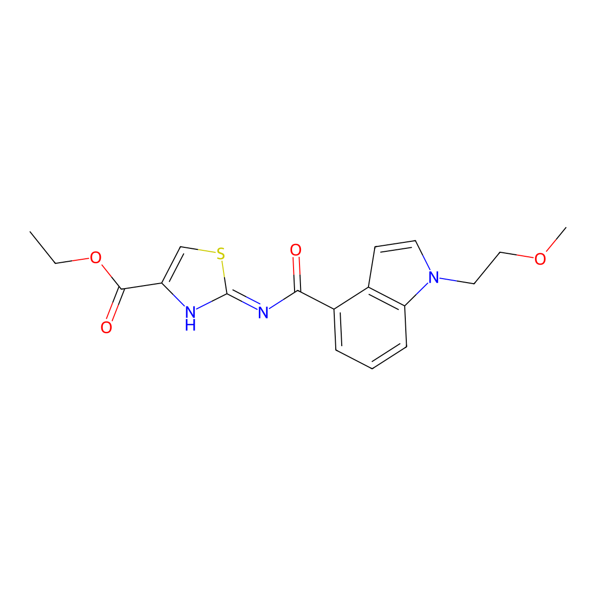 ethyl 2-({[1-(2-methoxyethyl)-1H-indol-4-yl]carbonyl}amino)-1,3-thiazole-4-carboxylate molecular structure, CAS 1435975-40-8