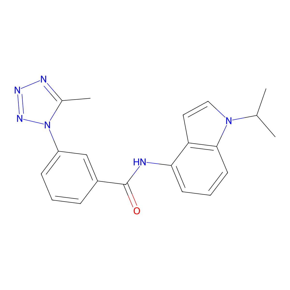 3-(5-methyl-1H-tetrazol-1-yl)-N-[1-(propan-2-yl)-1H-indol-4-yl]benzamide molecular structure, CAS 1435975-57-7