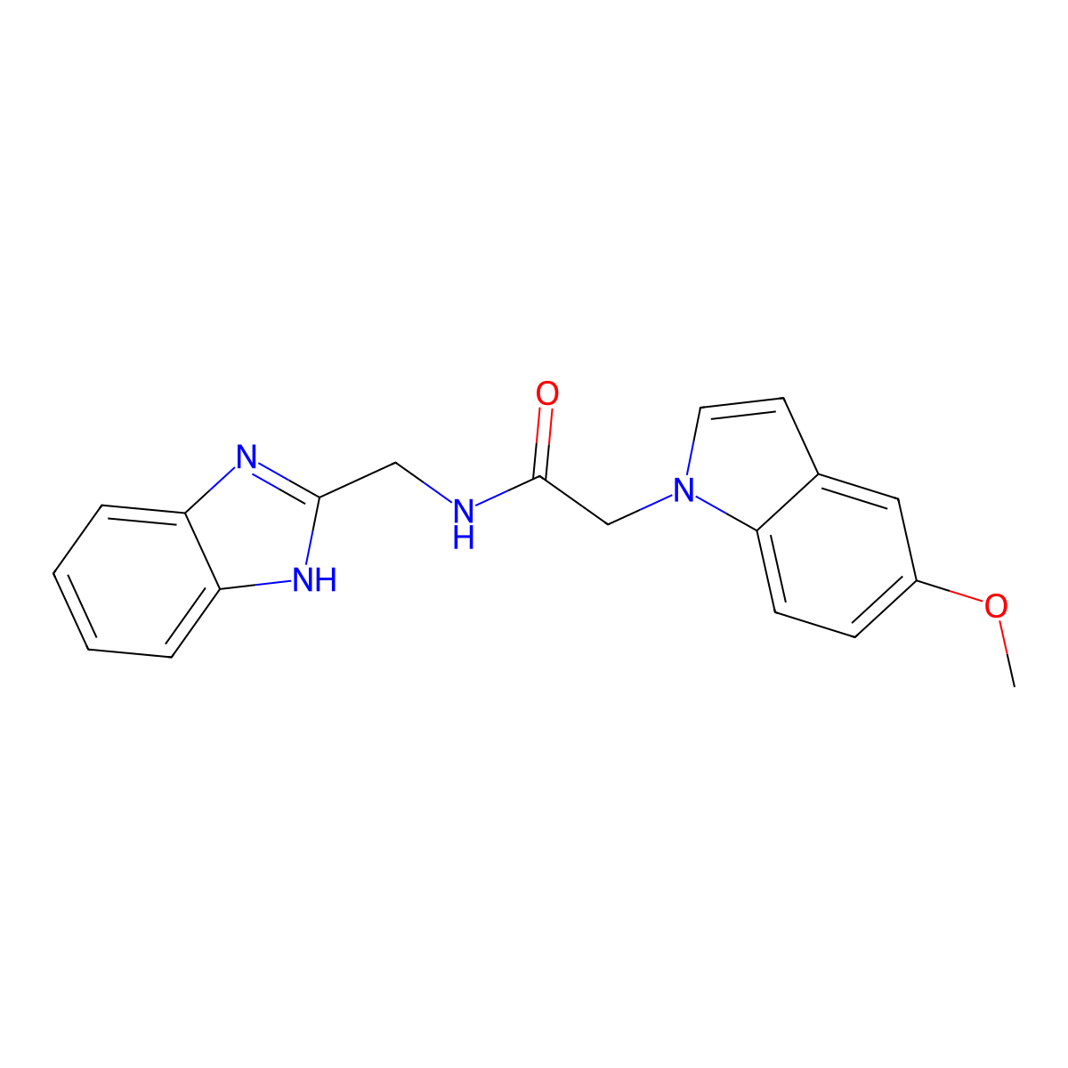 N-(1H-benzimidazol-2-ylmethyl)-2-(5-methoxy-1H-indol-1-yl)acetamide molecular structure, CAS 1435975-58-8
