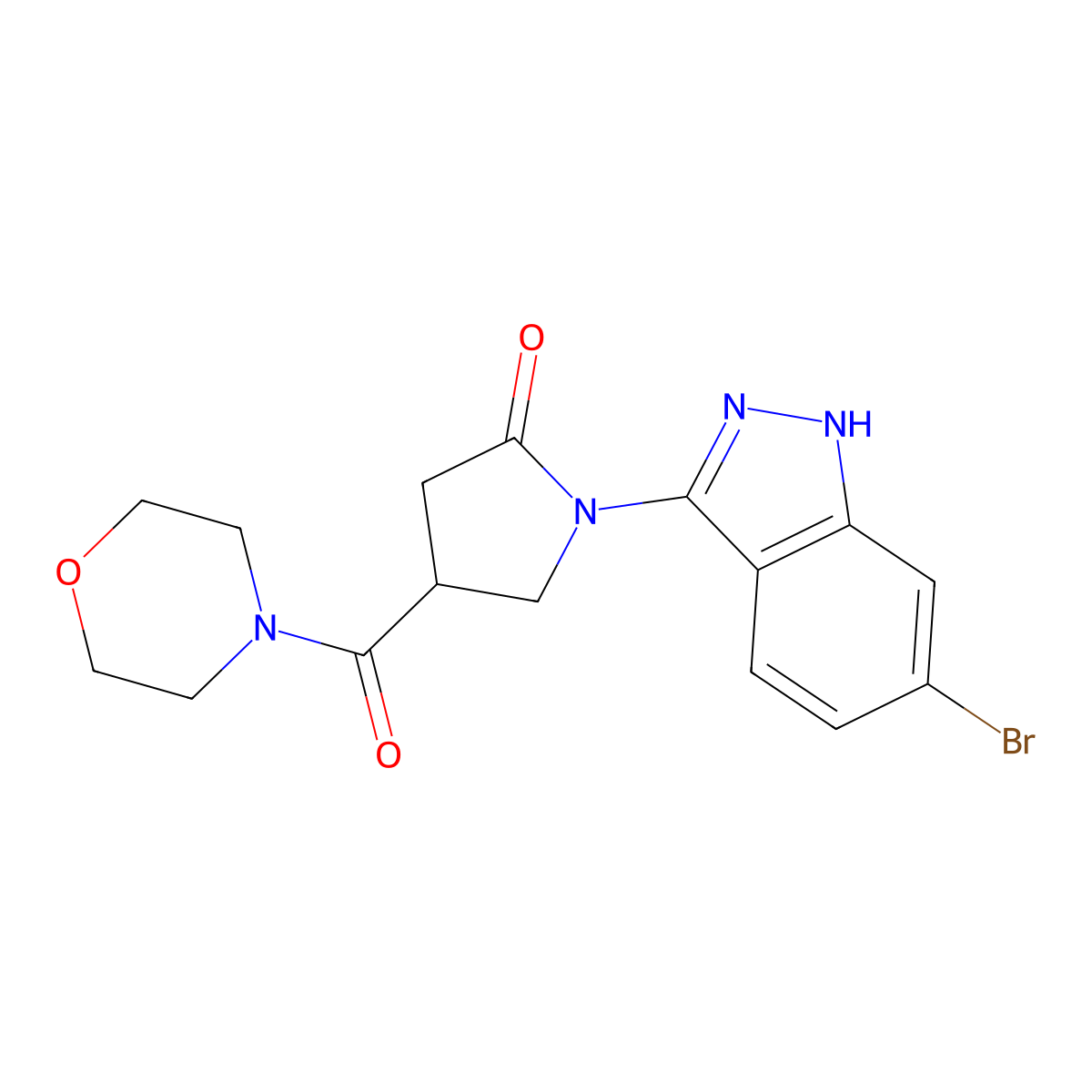 1-(6-bromo-1H-indazol-3-yl)-4-(morpholinocarbonyl)-2-pyrrolidinone molecular structure, CAS 1435975-59-9