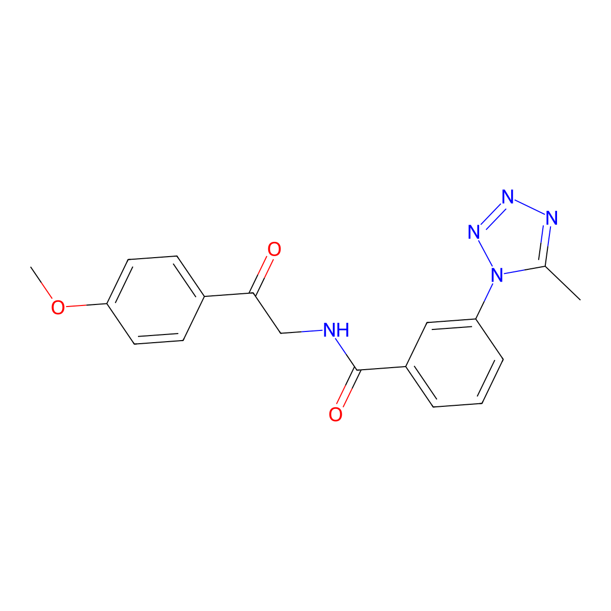 N-[2-(4-methoxyphenyl)-2-oxoethyl]-3-(5-methyl-1H-tetrazol-1-yl)benzamide molecular structure, CAS 1435975-67-9
