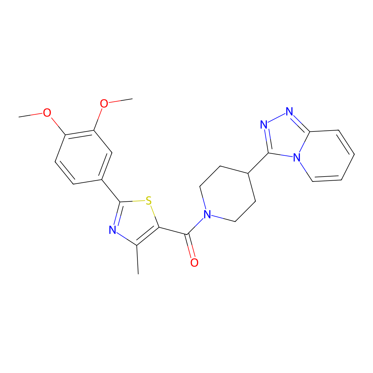 [2-(3,4-Dimethoxyphenyl)-4-methyl-1,3-thiazol-5-yl](4-[1,2,4]triazolo[4,3-a]pyridin-3-ylpiperidino)methanone molecular structure, CAS 1435975-72-6