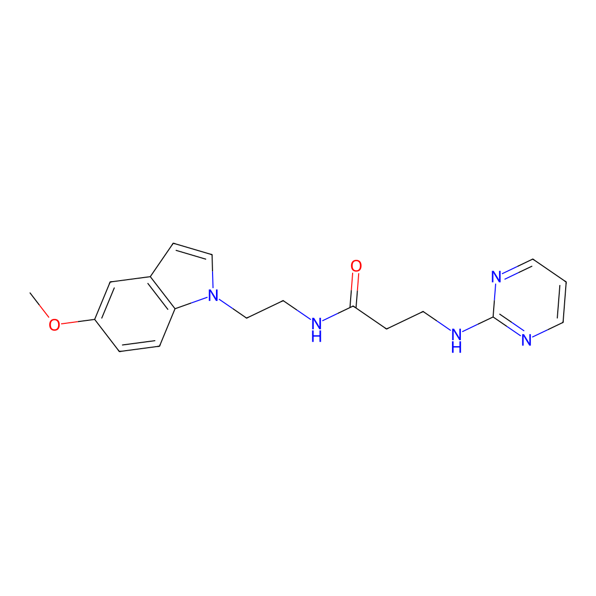 N-[2-(5-methoxy-1H-indol-1-yl)ethyl]-3-(2-pyrimidinylamino)propanamide molecular structure, CAS 1435975-83-9