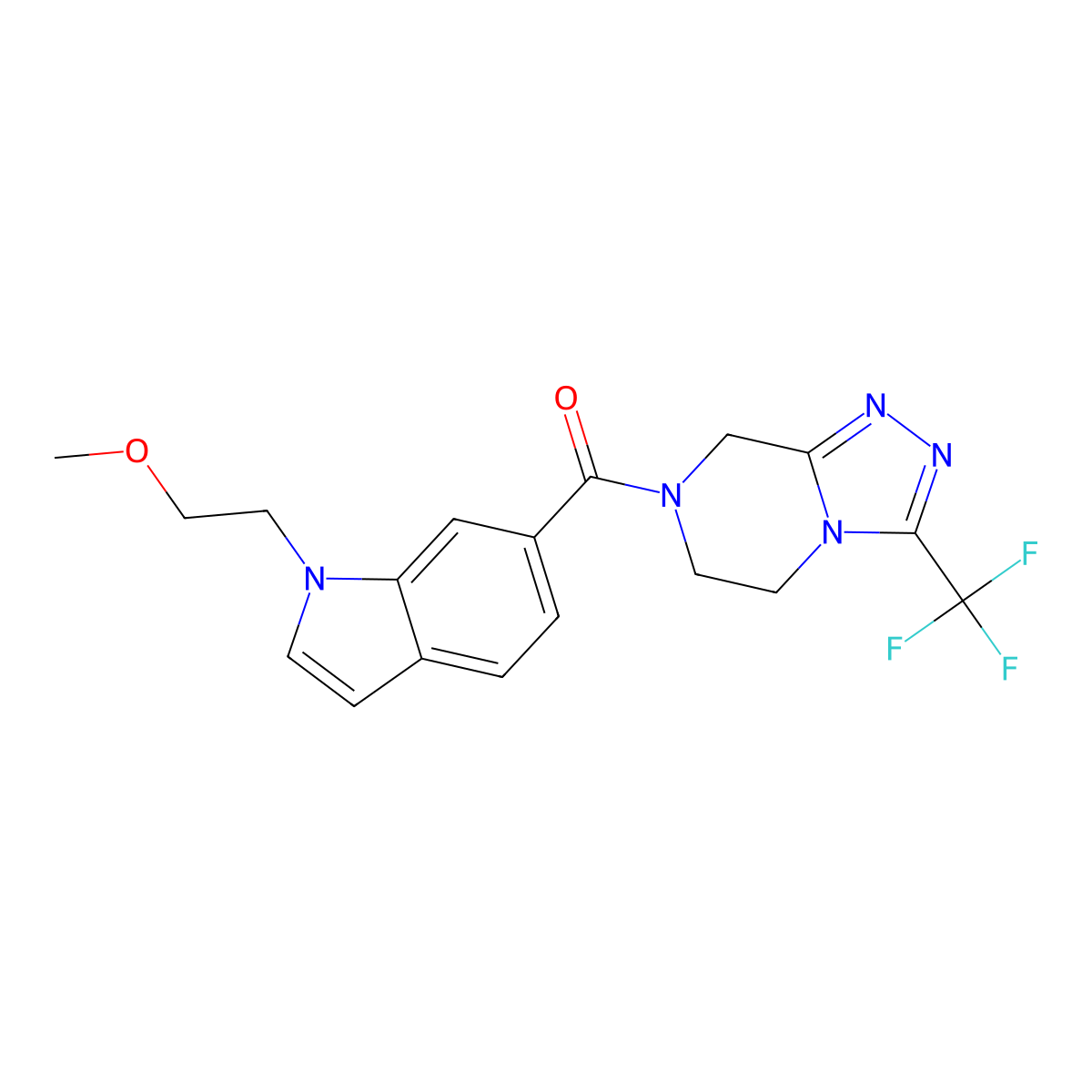 [1-(2-methoxyethyl)-1H-indol-6-yl][3-(trifluoromethyl)-5,6-dihydro[1,2,4]triazolo[4,3-a]pyrazin-7(8H)-yl]methanone molecular structure, CAS 1435975-89-5