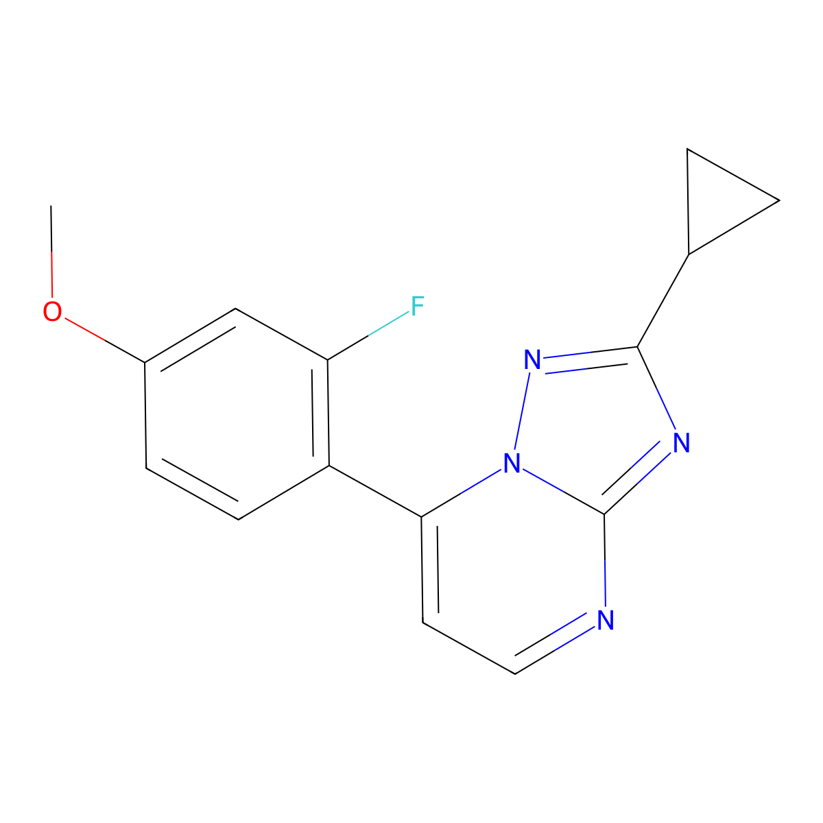 2-Cyclopropyl-7-(2-fluoro-4-methoxyphenyl)[1,2,4]triazolo[1,5-a]pyrimidine molecular structure, CAS 1435976-03-6