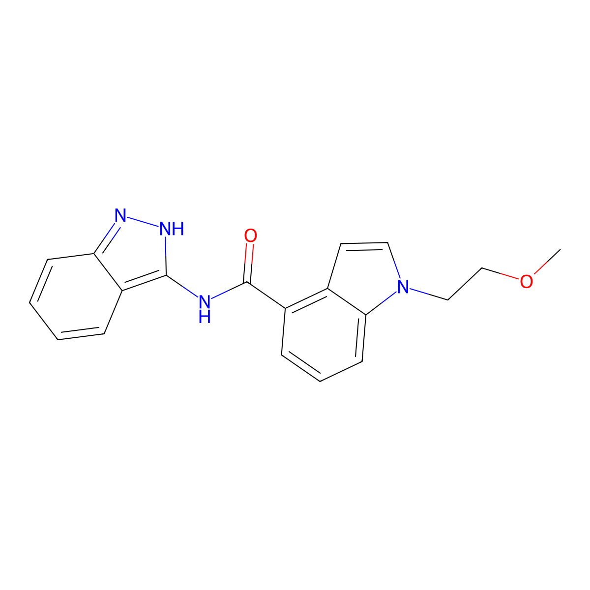 N-(2H-indazol-3-yl)-1-(2-methoxyethyl)-1H-indole-4-carboxamide molecular structure, CAS 1435976-19-4
