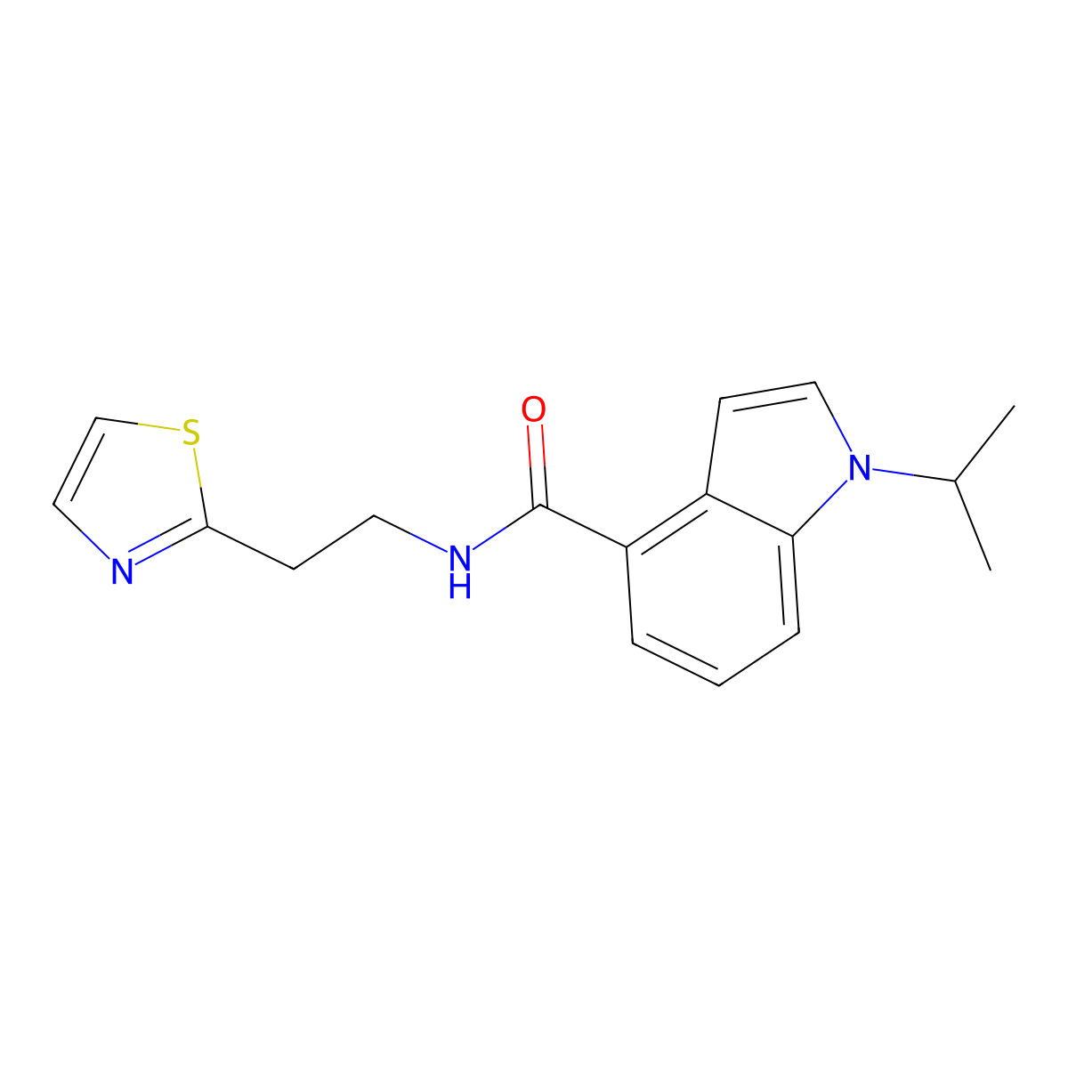 1-(propan-2-yl)-N-[2-(1,3-thiazol-2-yl)ethyl]-1H-indole-4-carboxamide molecular structure, CAS 1435976-21-8