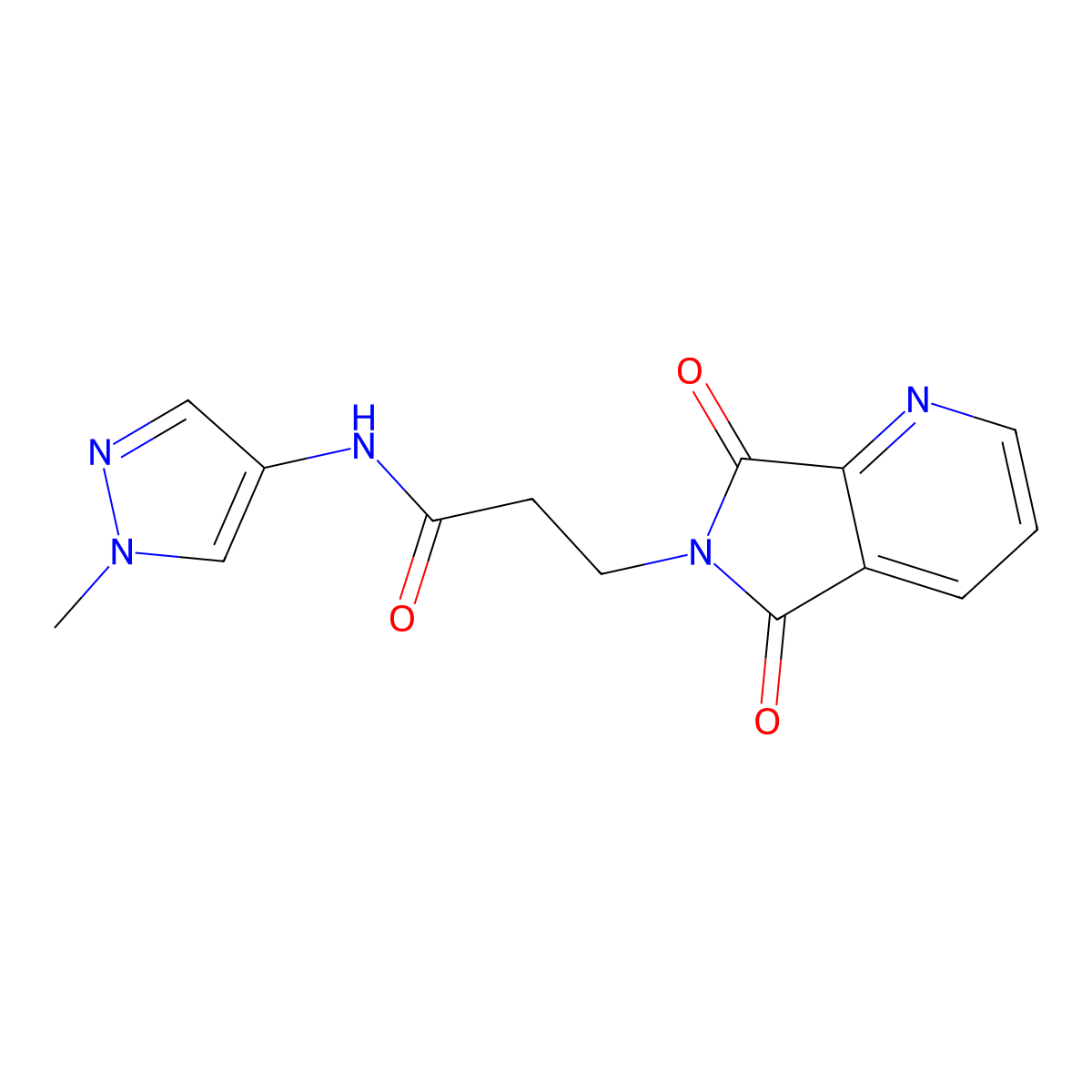 3-(5,7-dioxo-5,7-dihydro-6H-pyrrolo[3,4-b]pyridin-6-yl)-N-(1-methyl-1H-pyrazol-4-yl)propanamide molecular structure, CAS 1435976-27-4