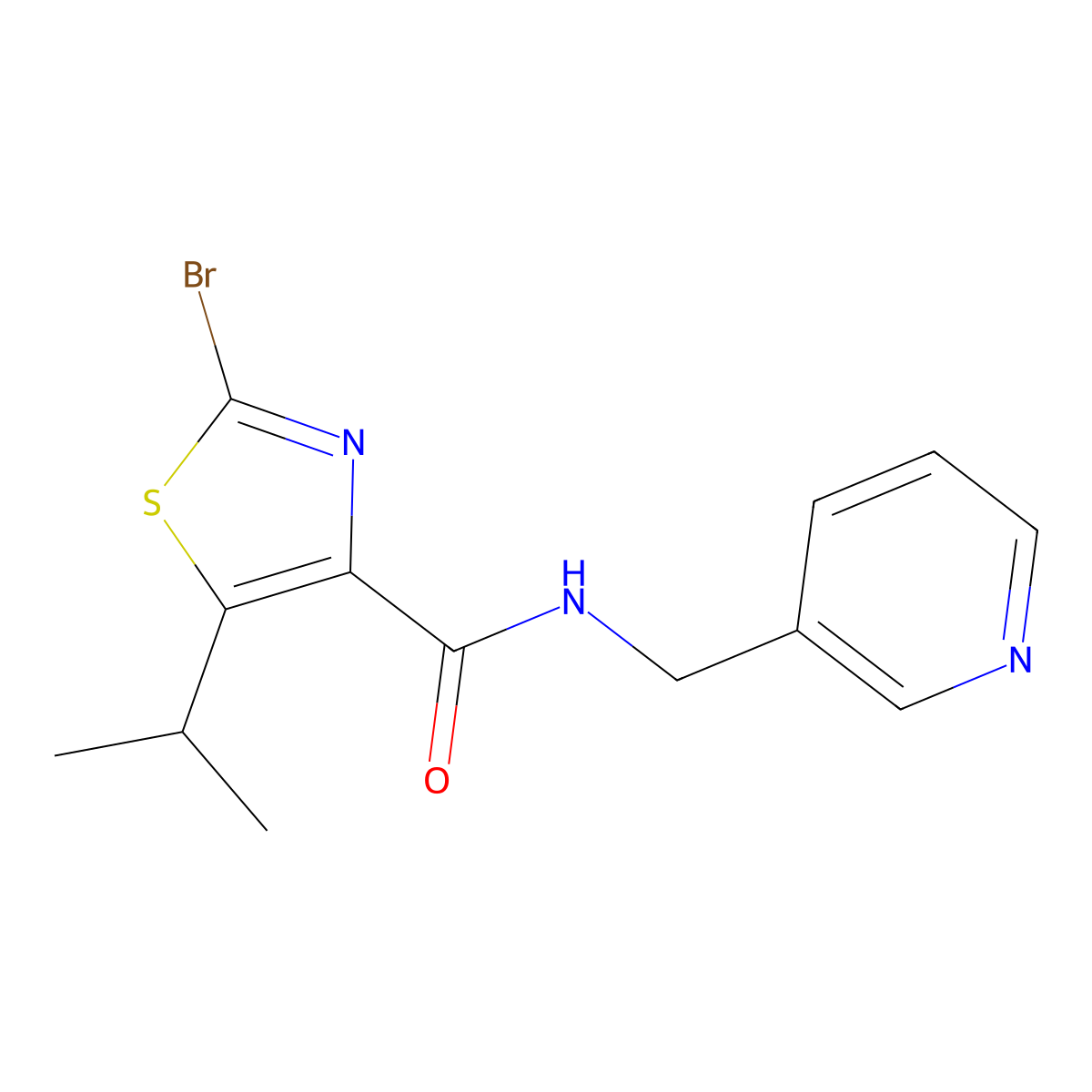 2-bromo-5-isopropyl-N-(3-pyridylmethyl)-1,3-thiazole-4-carboxamide molecular structure, CAS 1435976-32-1