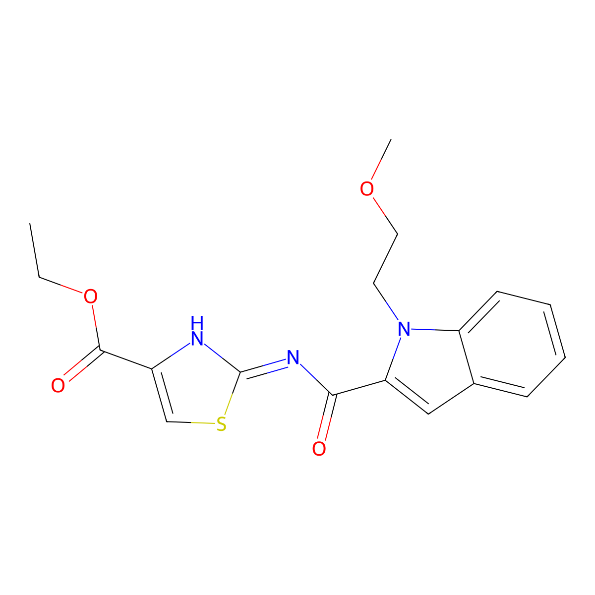 ethyl 2-({[1-(2-methoxyethyl)-1H-indol-2-yl]carbonyl}amino)-1,3-thiazole-4-carboxylate molecular structure, CAS 1435976-51-4