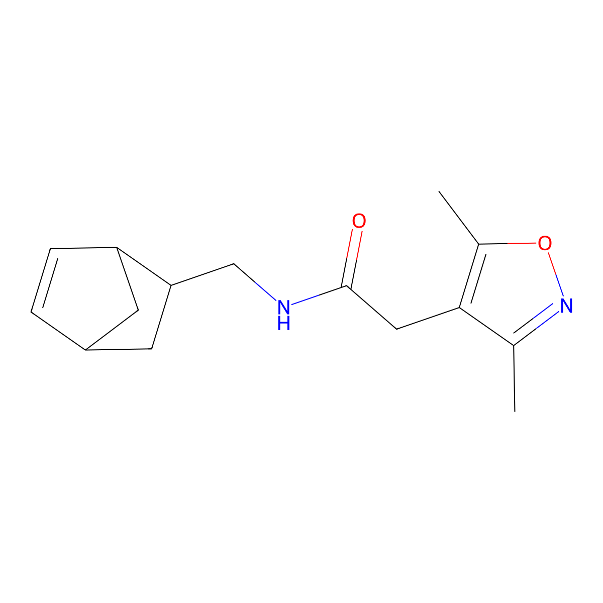 N-(bicyclo[2.2.1]hept-5-en-2-ylmethyl)-2-(3,5-dimethyl-4-isoxazolyl)acetamide molecular structure, CAS 1435976-86-5