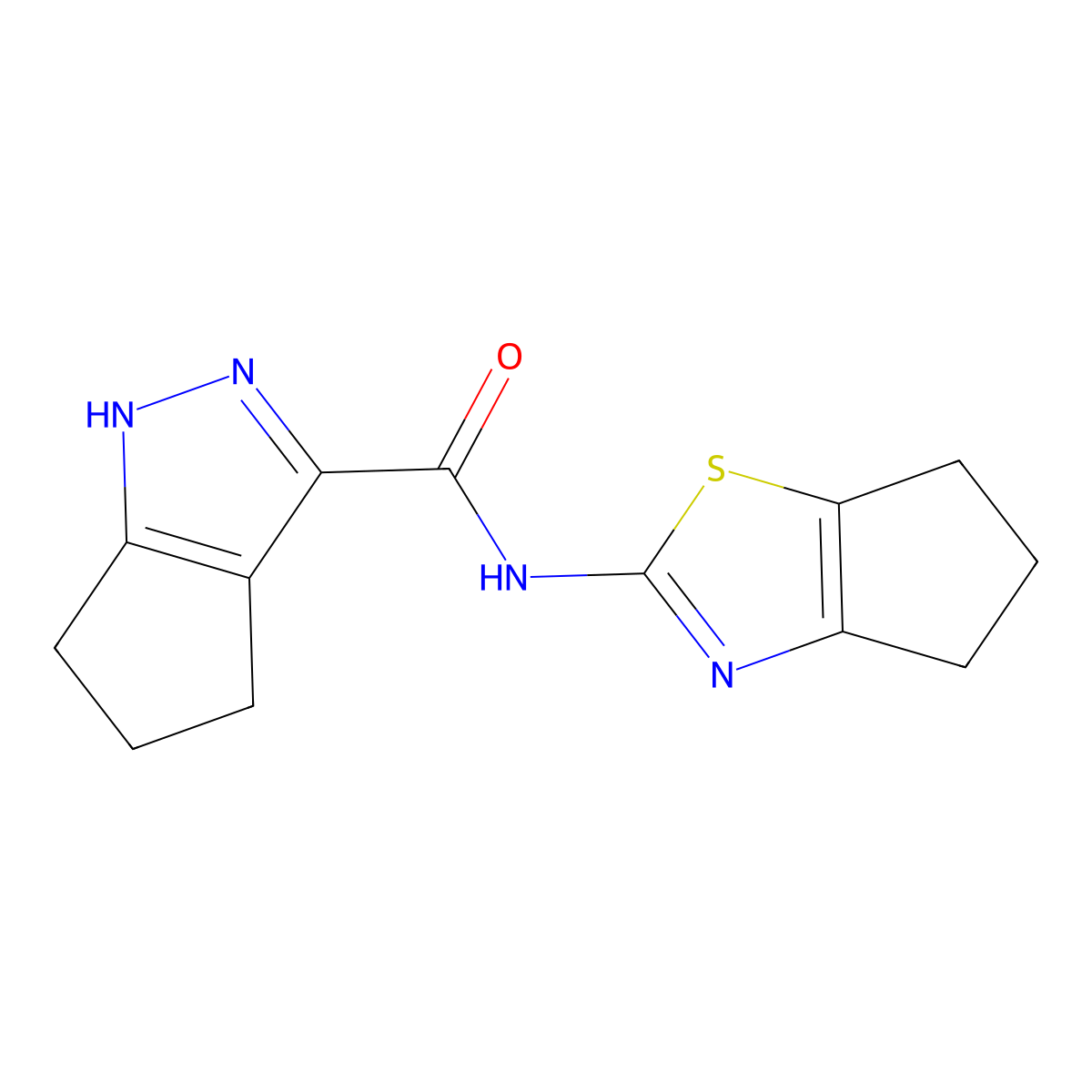 N-(5,6-dihydro-4H-cyclopenta[d]thiazol-2-yl)-1,4,5,6-tetrahydrocyclopenta[c]pyrazole-3-carboxamide molecular structure, CAS 1435976-95-6