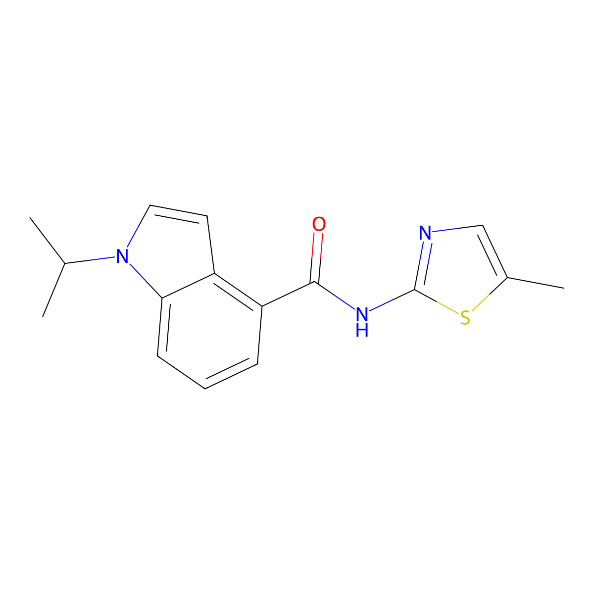 1-isopropyl-N-(5-methylthiazol-2-yl)-1H-indole-4-carboxamide molecular structure, CAS 1435976-99-0
