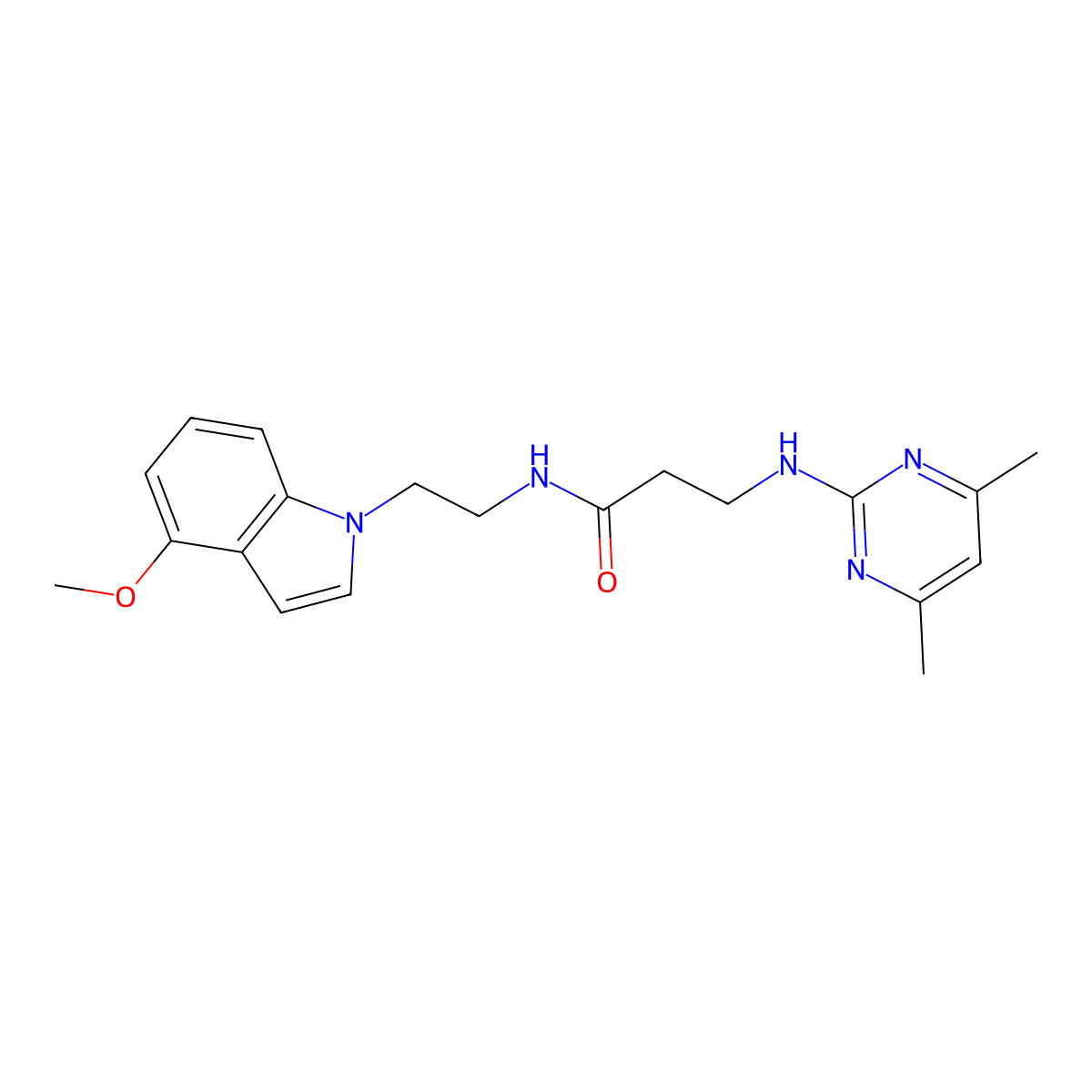 3-[(4,6-dimethyl-2-pyrimidinyl)amino]-N-[2-(4-methoxy-1H-indol-1-yl)ethyl]propanamide molecular structure, CAS 1435977-09-5