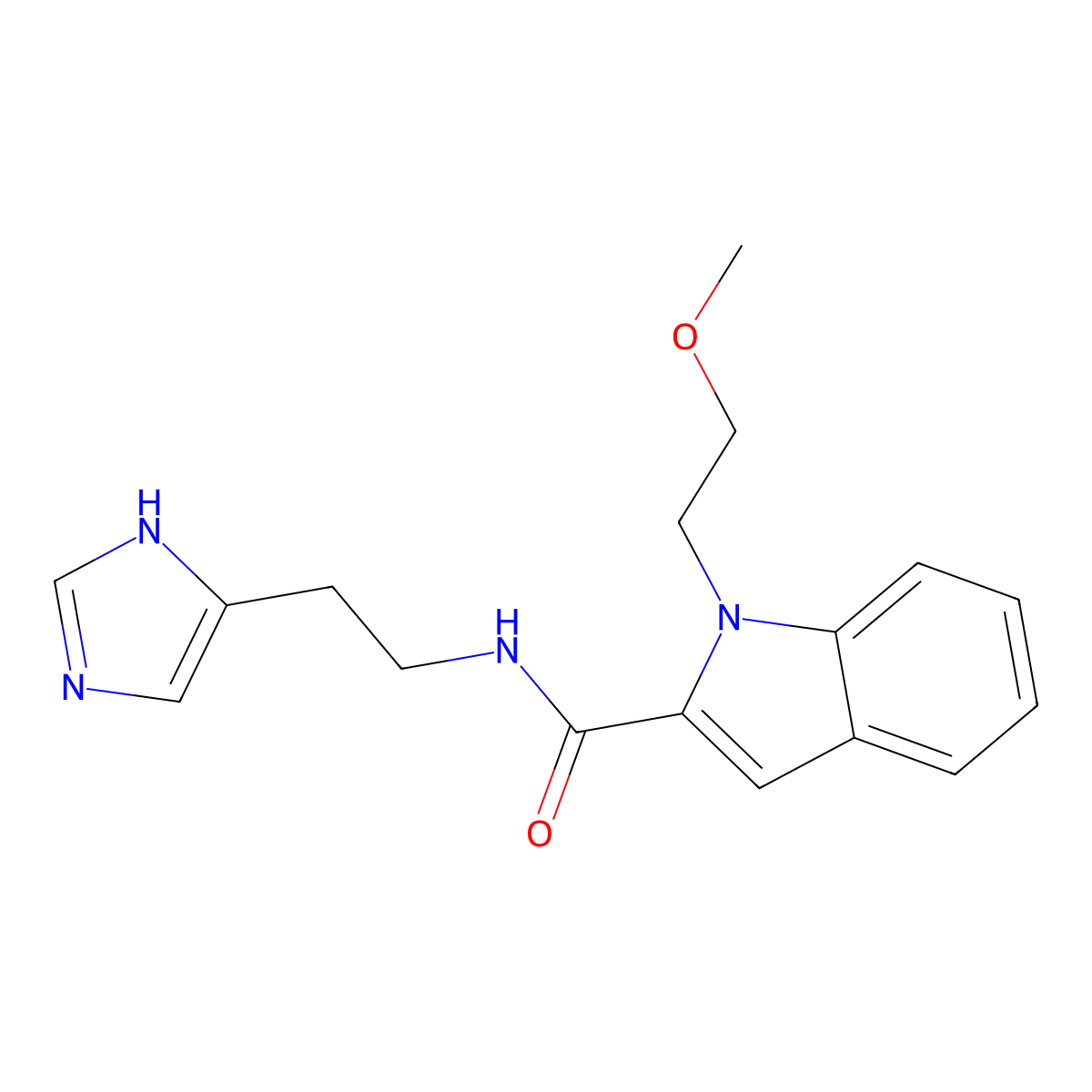 N-[2-(1H-imidazol-4-yl)ethyl]-1-(2-methoxyethyl)-1H-indole-2-carboxamide molecular structure, CAS 1435977-20-0